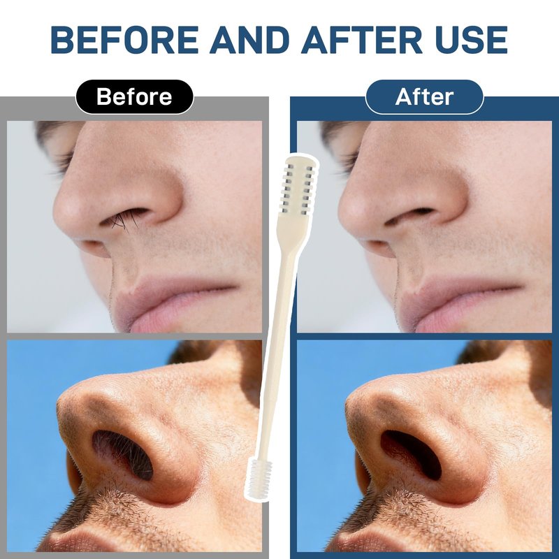 DAFEDE Nasal Hair Cutter, Double Sided Nose Hair Knife, 360° Nostril Hair Remover Tool, Nose Hair Trimmer for Men Women, with Soft Cleaning Brush (Beige)