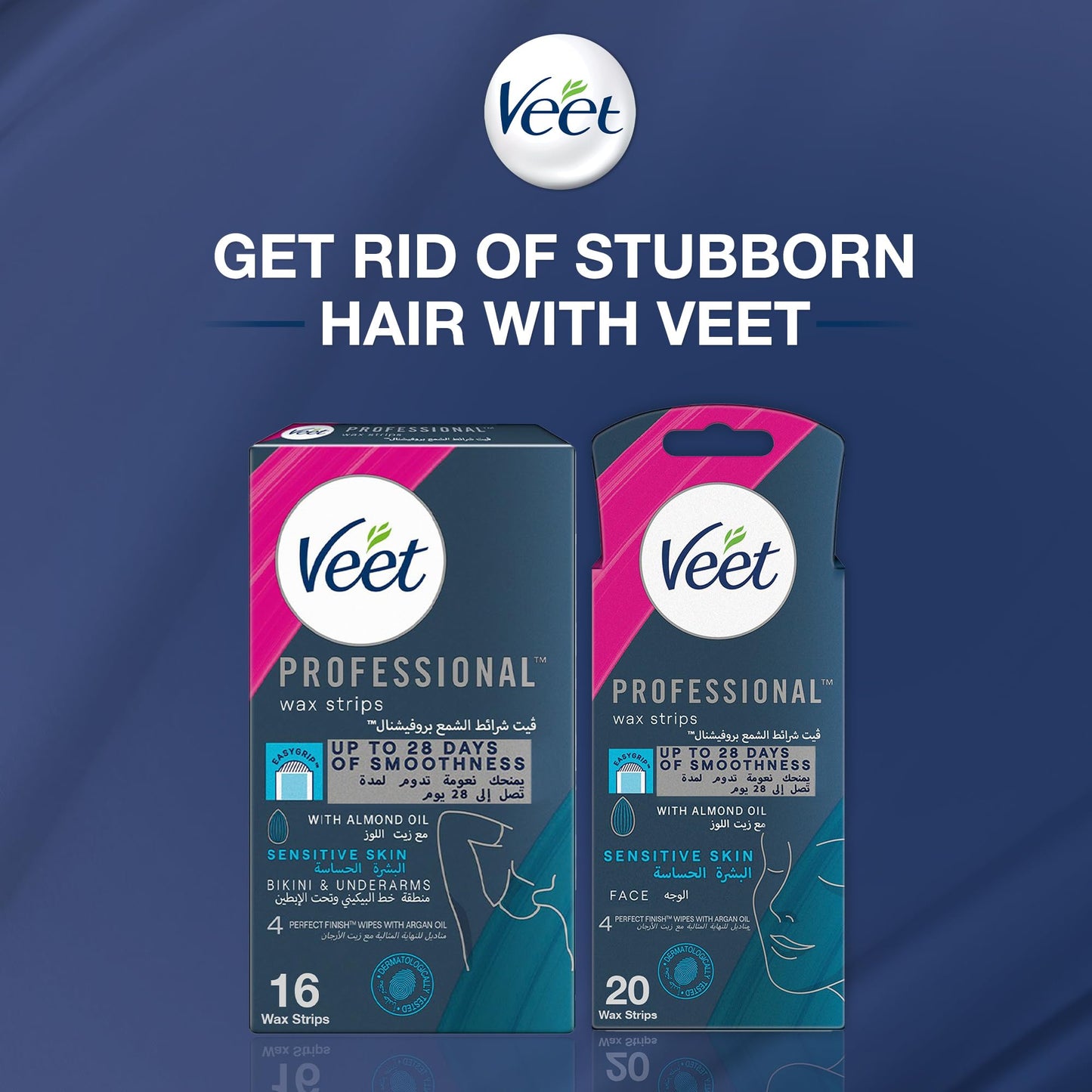 Veet Face Cold Wax Strips for Normal Skin, Pack of 20