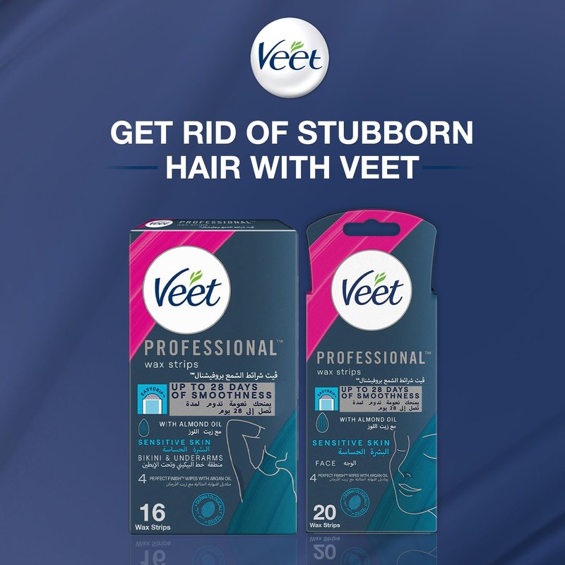 Veet Face Cold Wax Strips for Normal Skin, Pack of 20