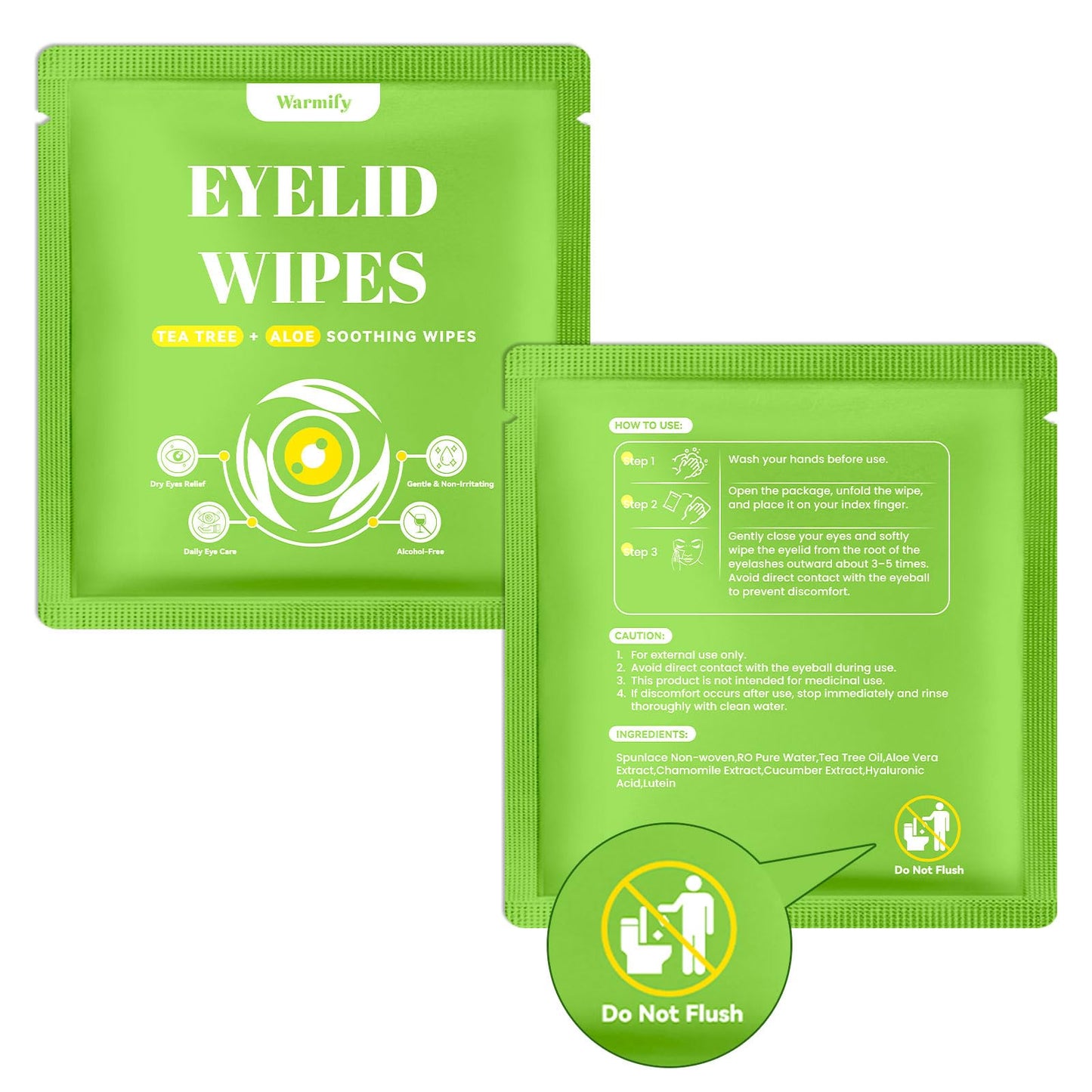 80 Pcs Tea Tree Oil Eyelid Wipes, Individually Wrapped Eye Lid Cleansing Wipes for Sensitive Eyes, Gentle Daily Eyelid Cleanser for Dry Eyes, Lash & Lid Hygiene, Alcohol-Free