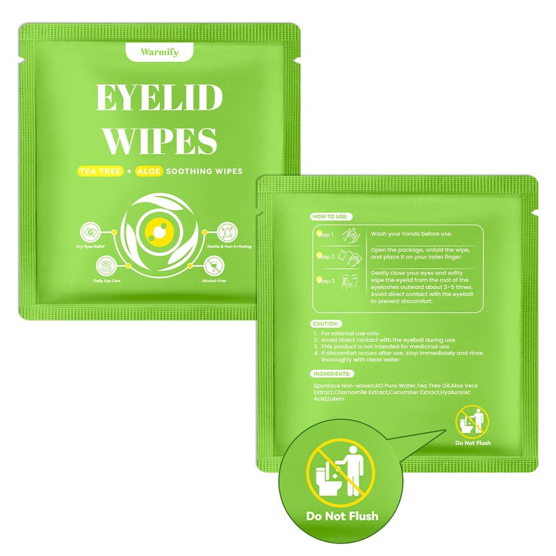 80 Pcs Tea Tree Oil Eyelid Wipes, Individually Wrapped Eye Lid Cleansing Wipes for Sensitive Eyes, Gentle Daily Eyelid Cleanser for Dry Eyes, Lash & Lid Hygiene, Alcohol-Free