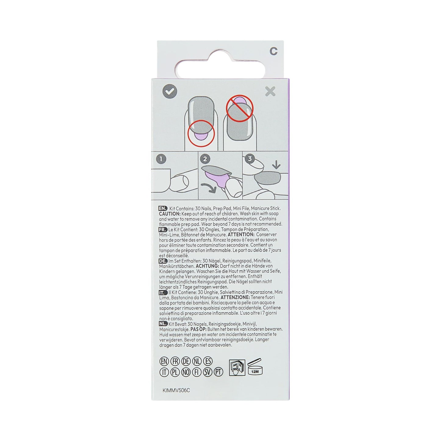 Kiss Impress No Glue Mani Press On Nails, Design, 'Golden Nest', Blue, Medium Size, Almond Shape, Includes 30 Nails, Prep Pad, Instructions Sheet, 1 Manicure Stick, 1 Mini File