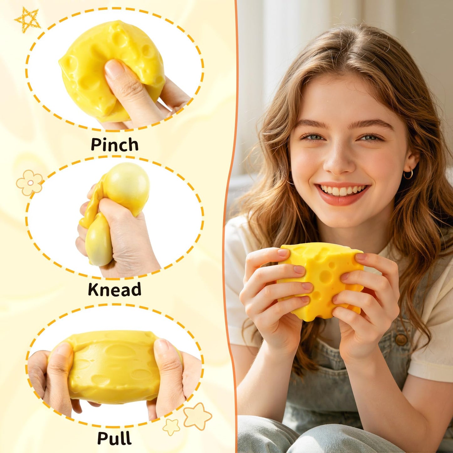 Cheese Squishy Slow Rising Squeeze Toy, Extra Soft Squishy Fidget Toy, Stress Relief Sensory Novelty Fidget Squishy Toy Gift for Kids and Adults