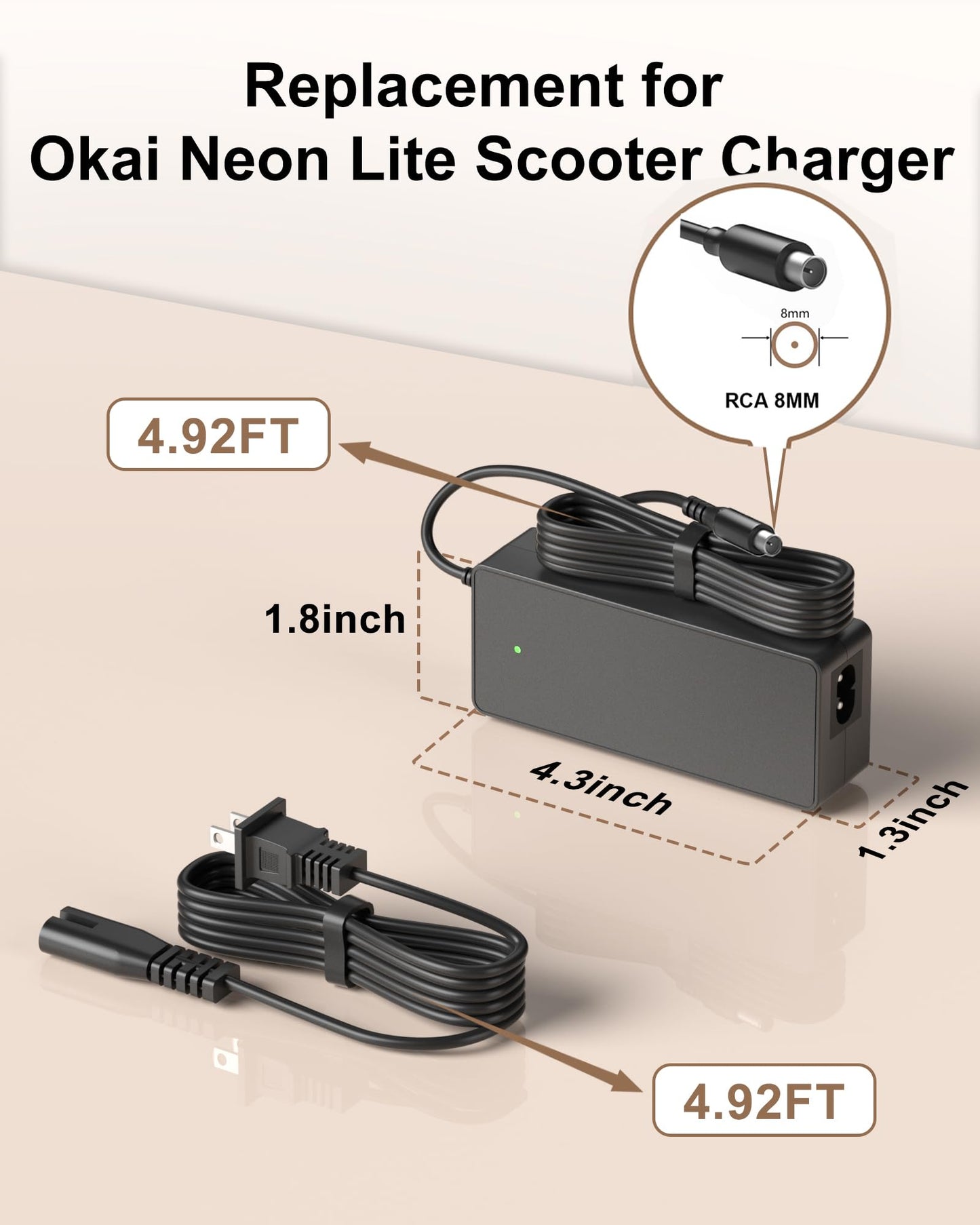 42V for Okai Neon Electric Scooter Charger for Okai Neon Lite EA10 ES10 ES20 ES50B Scooter, AovoPro M365 Pro ES60 EW6 ES80,YADEA KS5 Pro KS1, Macwheel MX1 MX2 for Bird Air M365 Power Supply