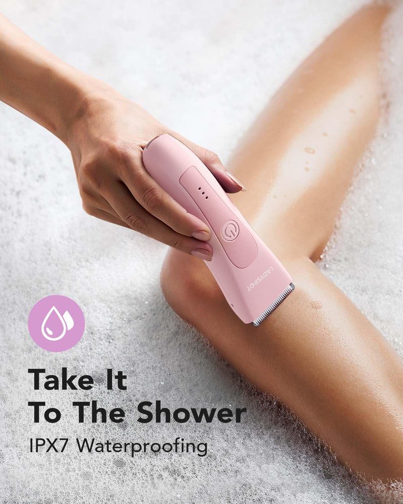 Electric Shaver for Women, Women Shaving & Grooming Sets, with 3 Guard and Replaceable Ceramic Blade Heads, LADYSPOT™ Pubic Hair Trimmer Bikini Trimmer Grooming Kit Sets-(Pink)