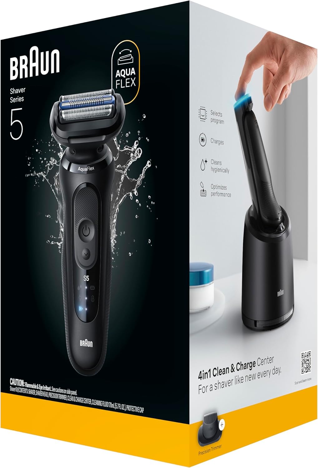 Braun Series 5 Electric Shaver for Men - Wet & Dry Foil Razor with Precision Trimmer | Black 5165ps