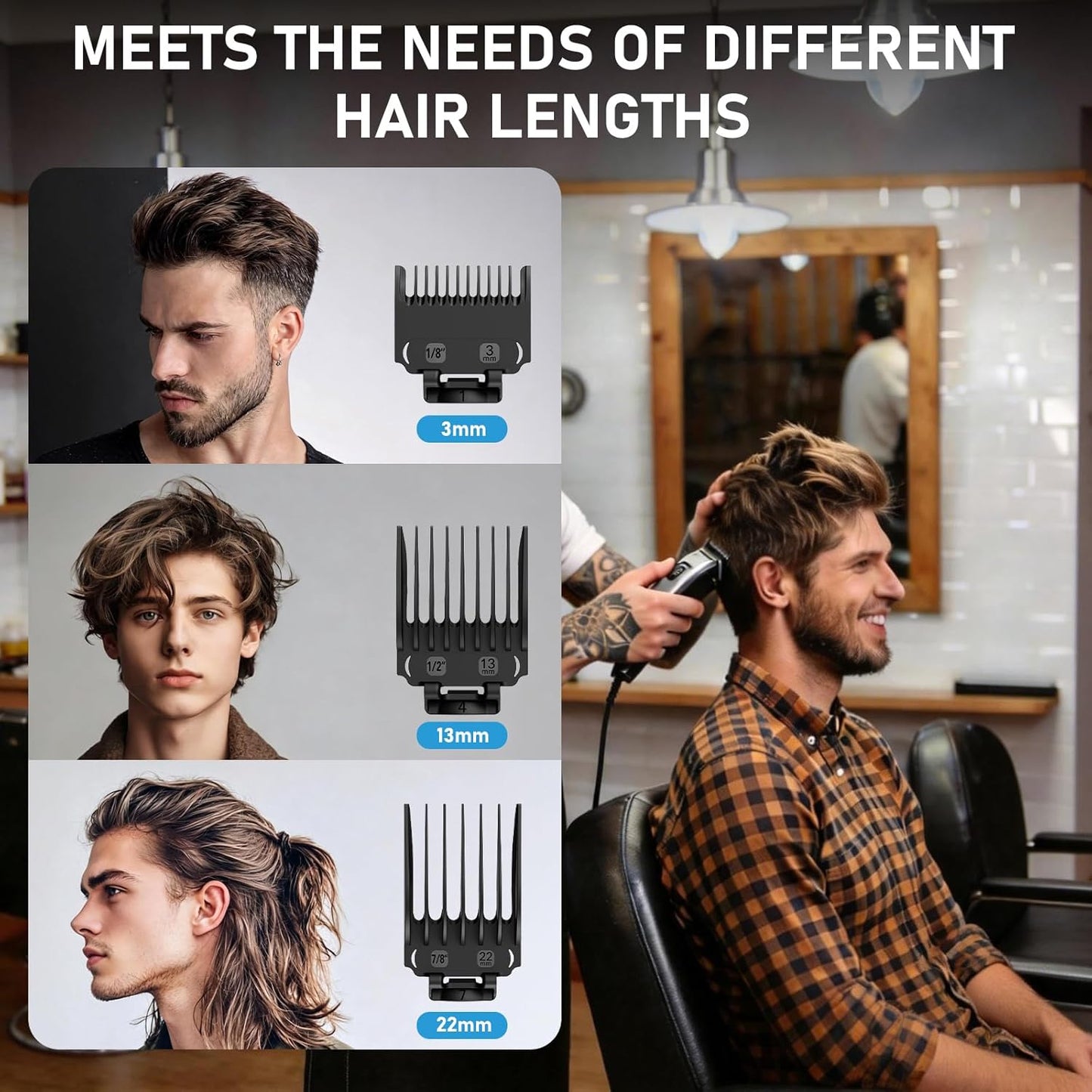 Wahl Clipper Guards Set - 12 Pack Replacement Guide Combs | 1/16" to 1" Taper Attachments, Black