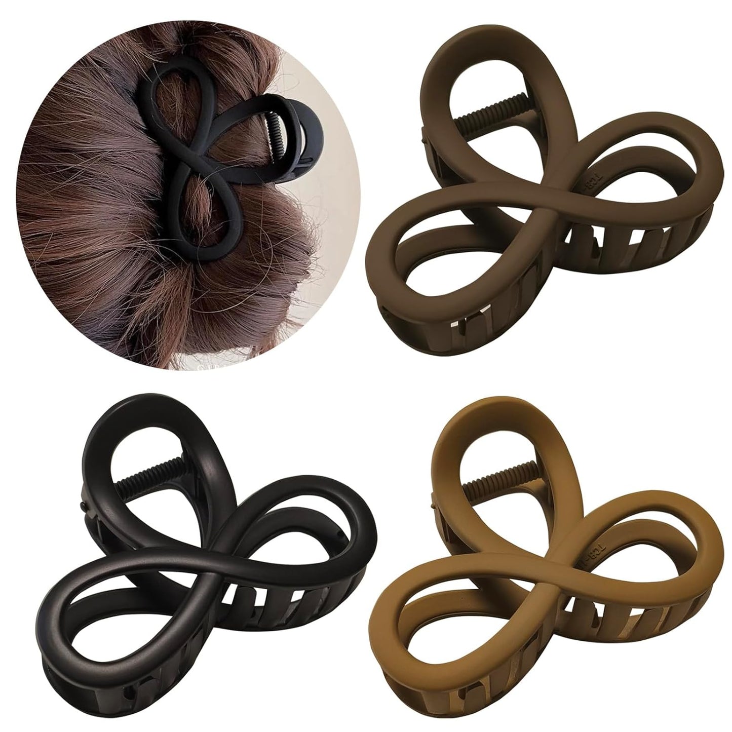 Hair Claw Clips - Unbreakable No Slip Matte Claw Clips for Thin & Medium Thick Hair | 3.3 Inch | 3 Pack