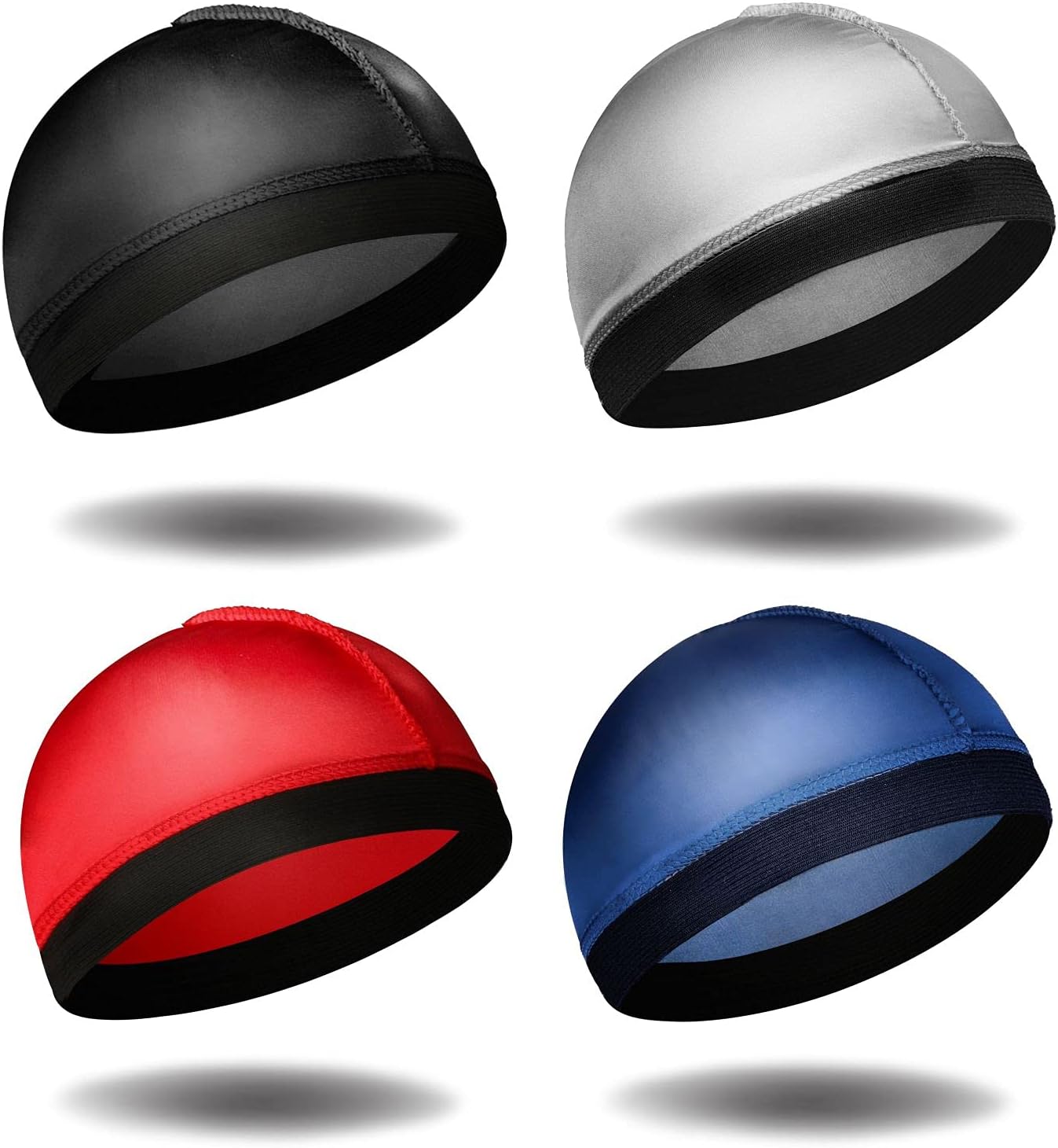Silk Wave Caps for 360 Waves - 4Pcs Silky Durags for Men | 2 Blue & 2 Black