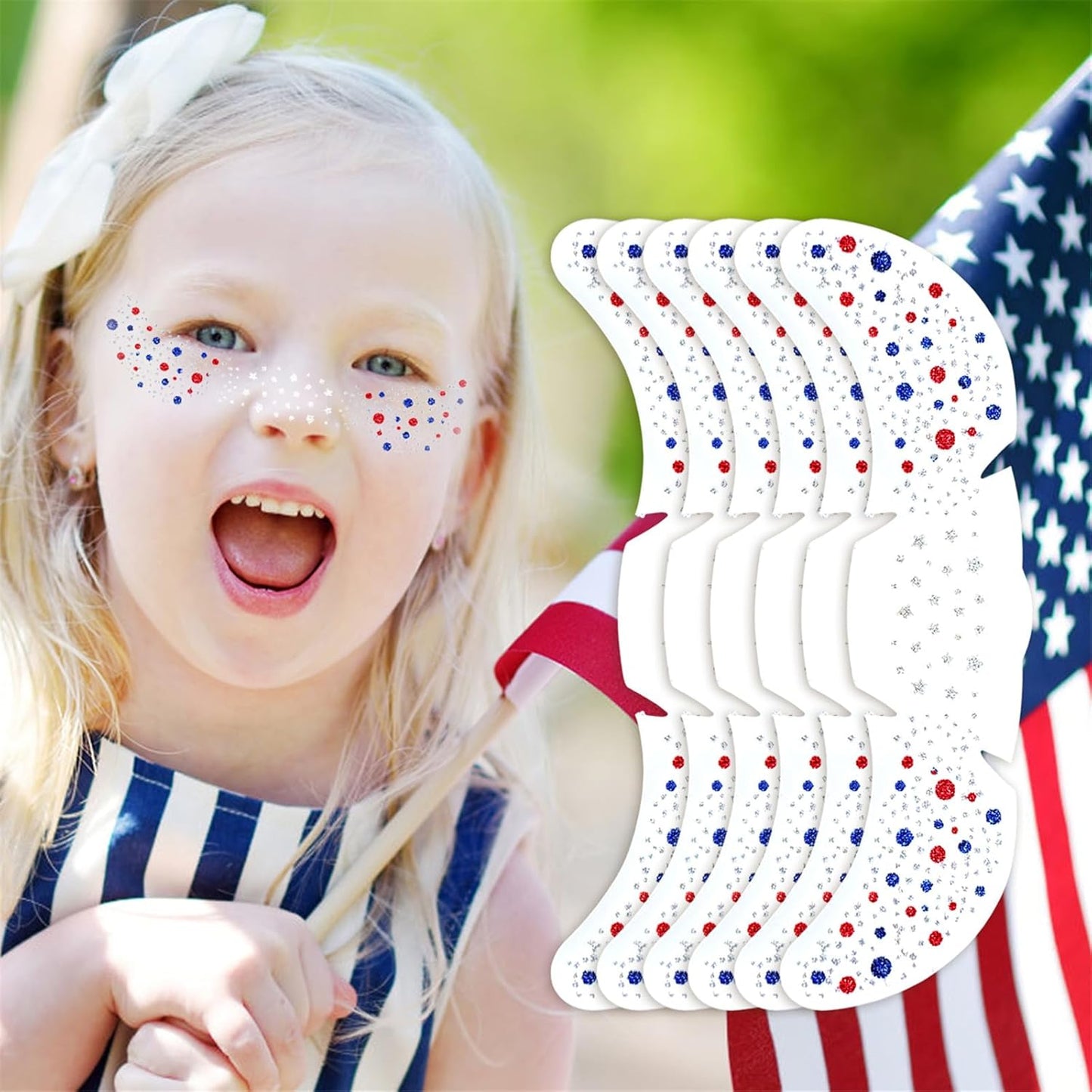 Shamrock Glitter Freckles Face Tattoos - St. Patrick's Day Accessories | 6 PCS Green Sparkle Stickers for Women & Kids
