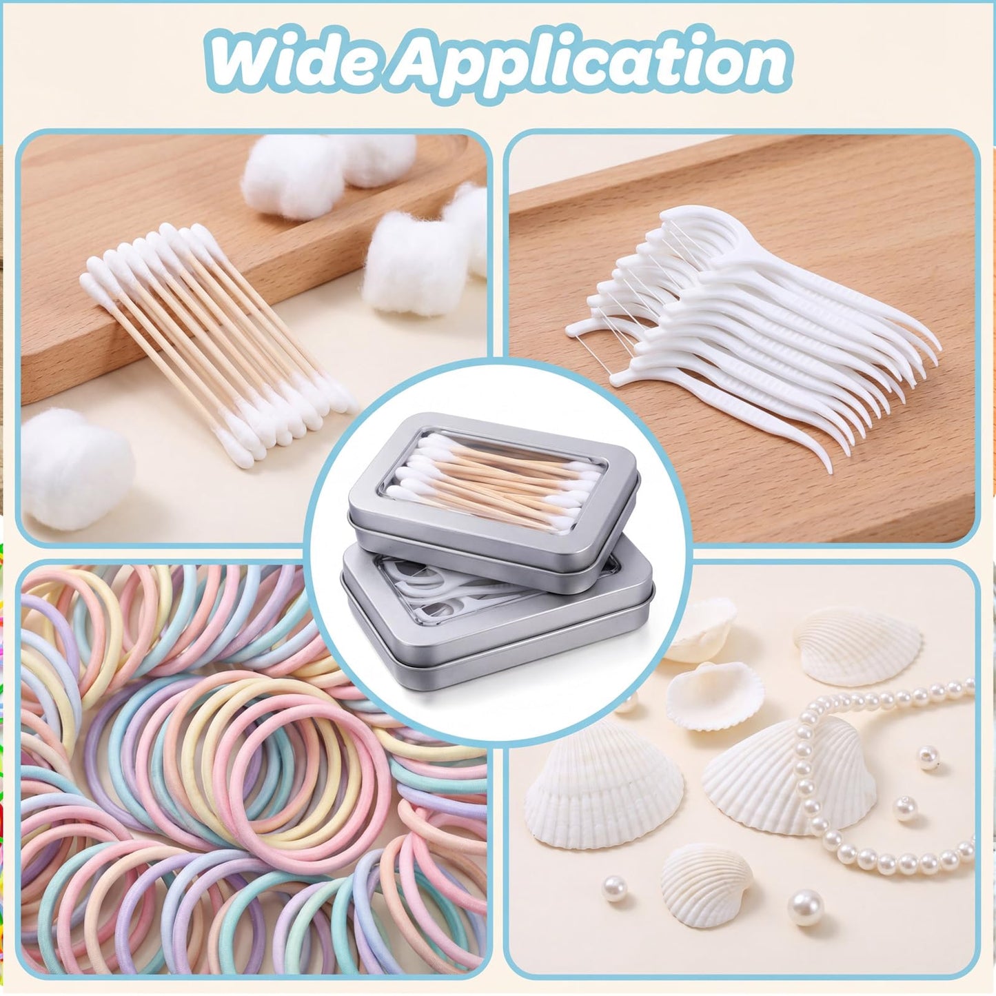 Cotton Swab Holder for Travel, 2 Pcs Portable Dental Floss Pick Holder Cotton Swab Container Empty Metal Hair Tie Organizer Pick Dispenser for Pill Oral Care Hotels Dating Dinners Teeth Cleaning