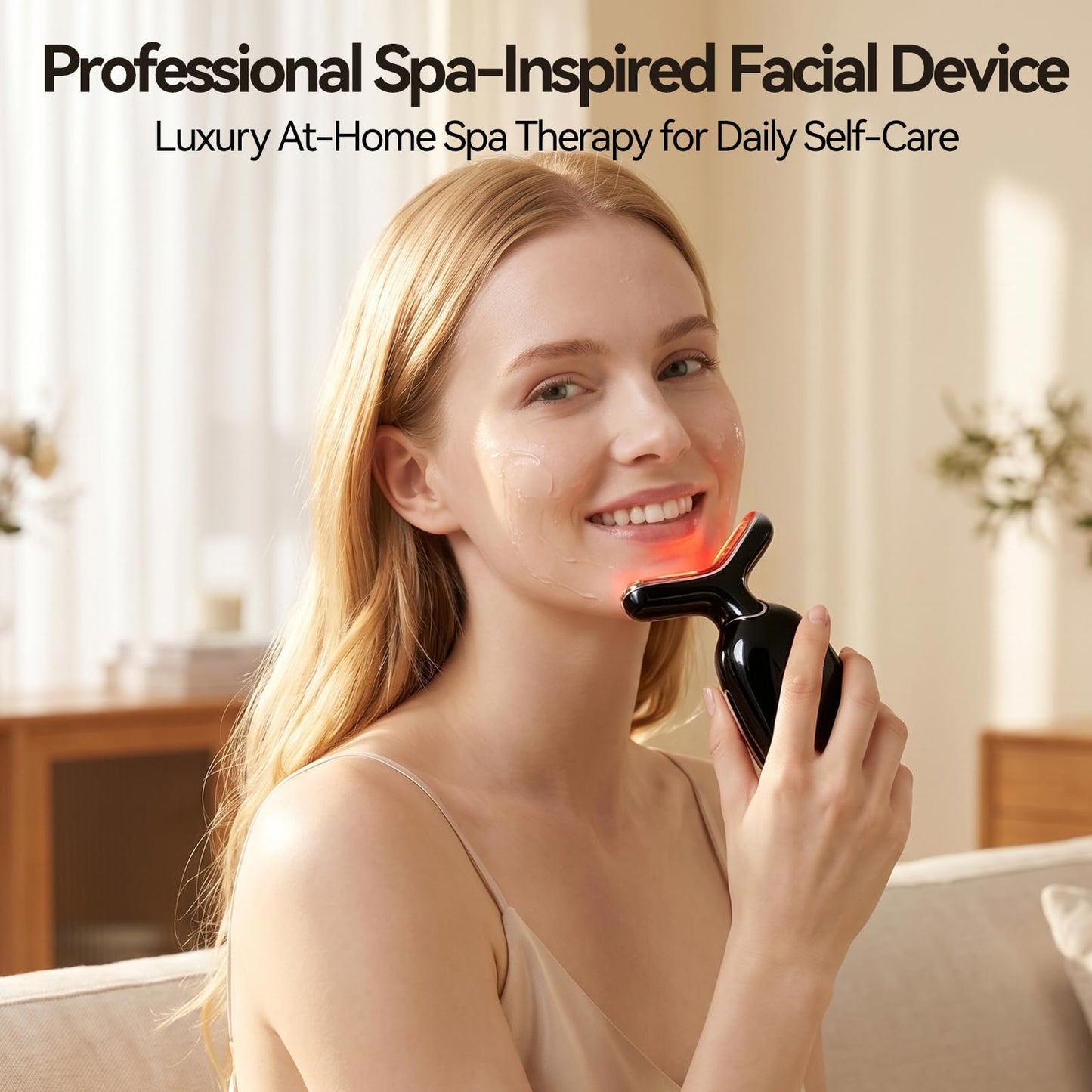 Micro-Current Facial Beauty Device, Red Light Therapy for Face and Neck with Vibration, 3 Color LED Mode Face Massager for Treat Facial Wrinkles and Skin Care - FDA Cleared (Black)