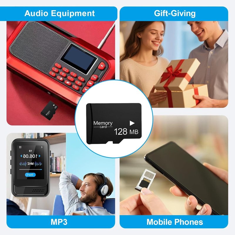 128MB Micro SD Card 2 Pack with SD Adapter | Low-Capacity Memory for MP3 Players & Older Phones