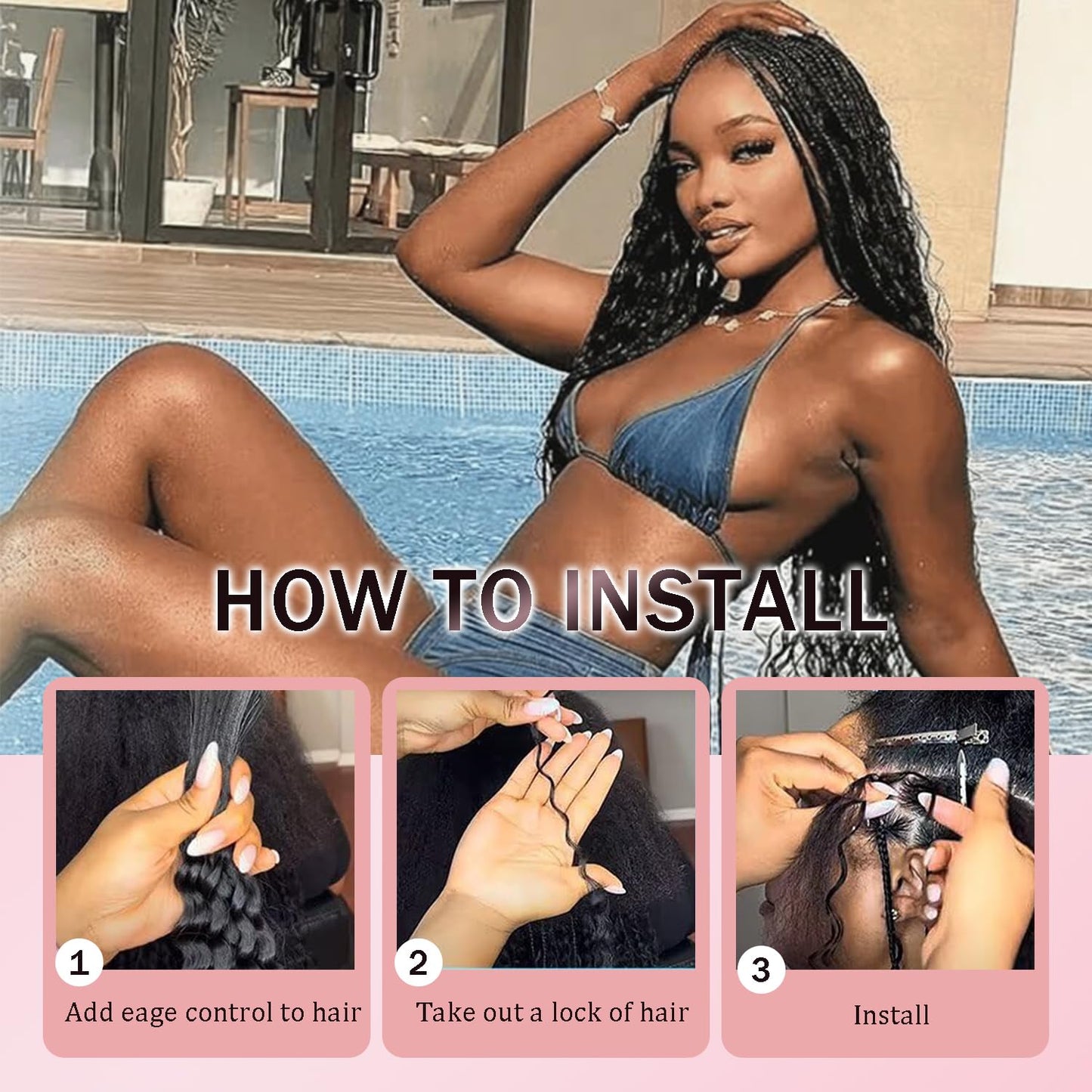 P27/613 Highlight Human Braiding Hair for Boho Braids 150g 3 Bundles 34 34 34 Inch Honey Blonde Deep Wave Bulk Hair P27613 Curly Human Hair Extensions for Braids Wet and Wavy Braid