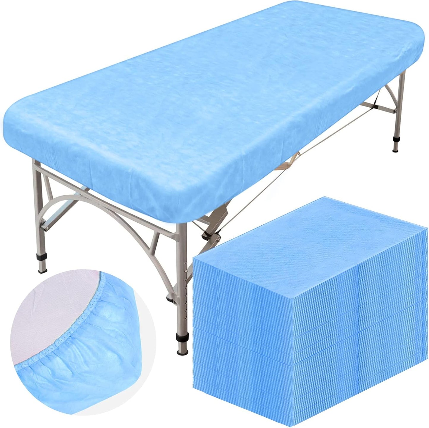 Disposable Fitted Sheets - 50 Pcs Waterproof Oilproof Massage Bed Covers | 39 x 87'' White