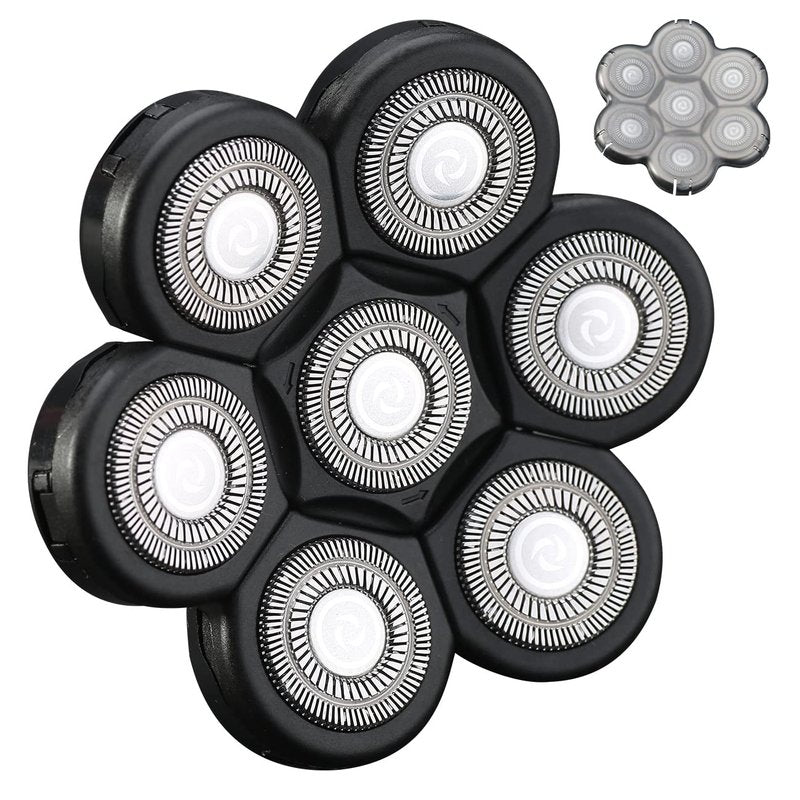 7D Black Electric Razor Replacement Blades - Universal 7 Blade Head Shaver for Men
