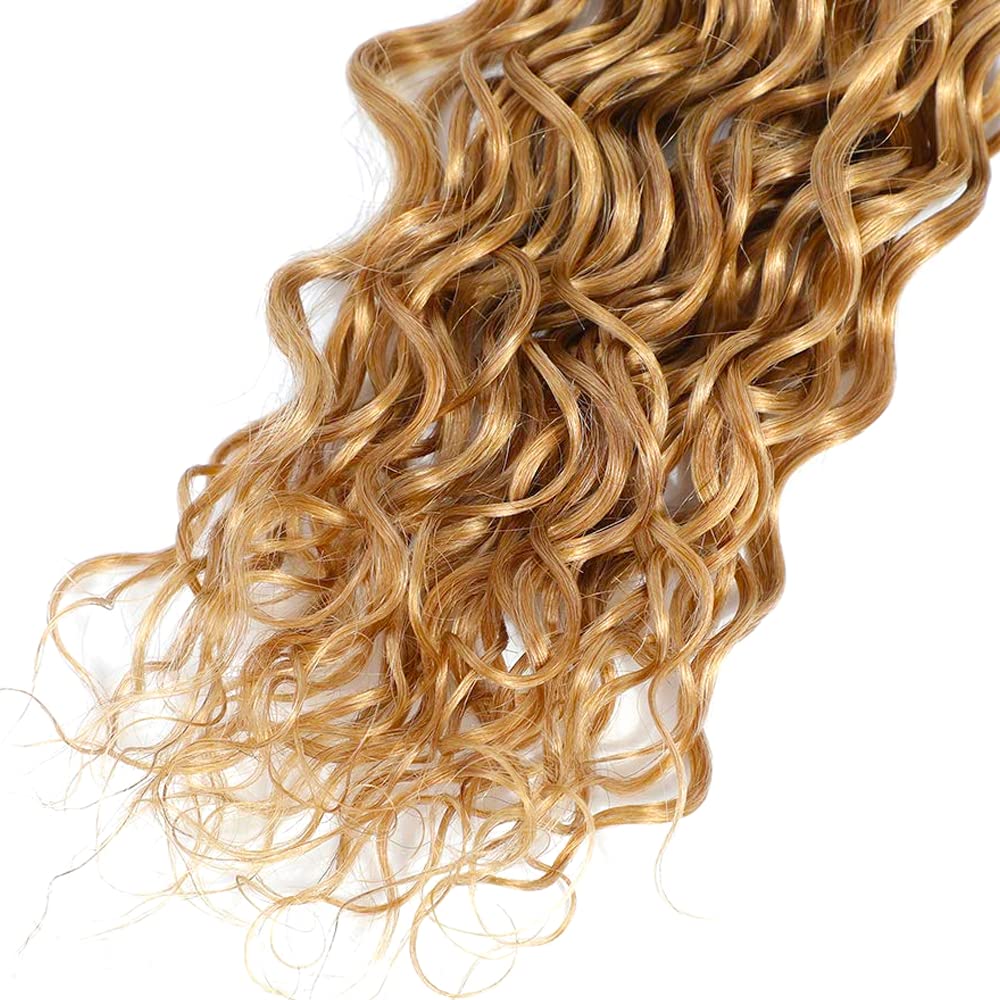 Honey Blonde Bundles Human Hair #27 Water Wave Bundles 14 16 18 inch Blonde Wet and Wavy Bundle 150g