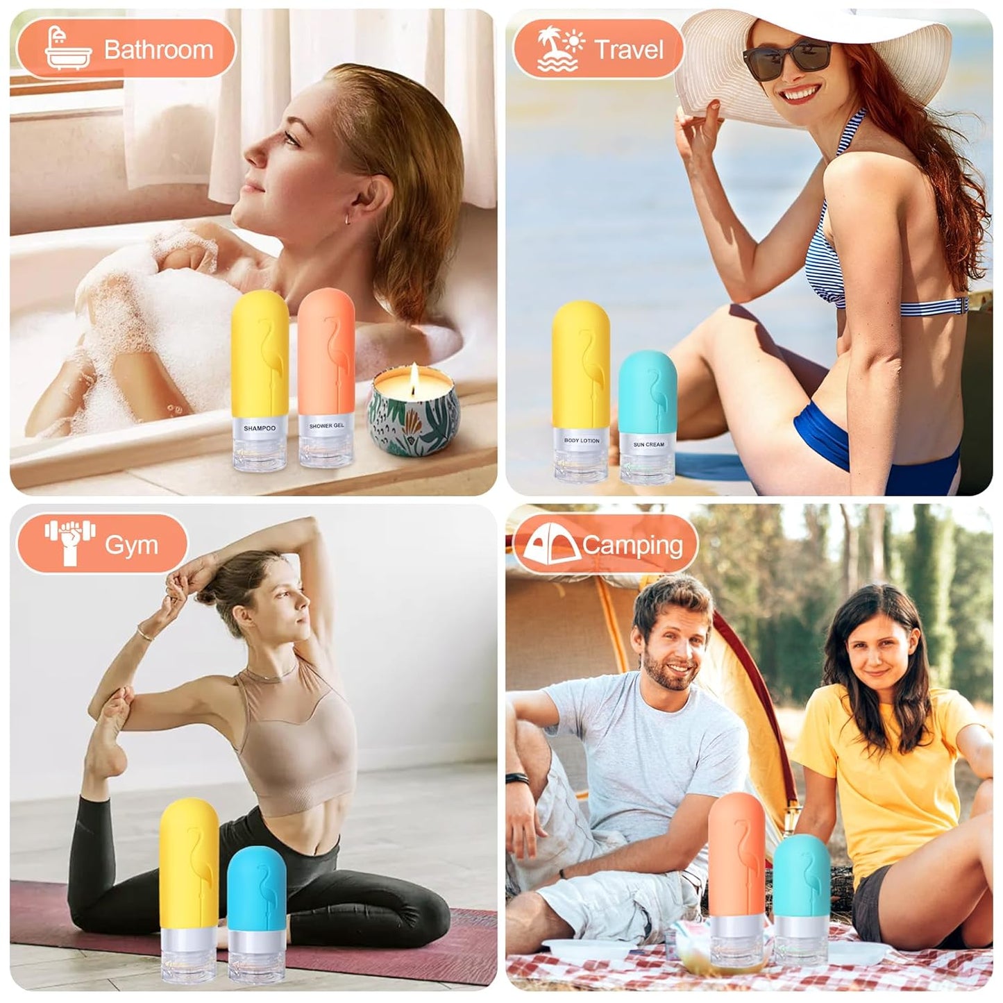 Vipop Travel Size Bottles - 3 oz Leak-Proof Silicone Containers for Toiletries | TSA Approved
