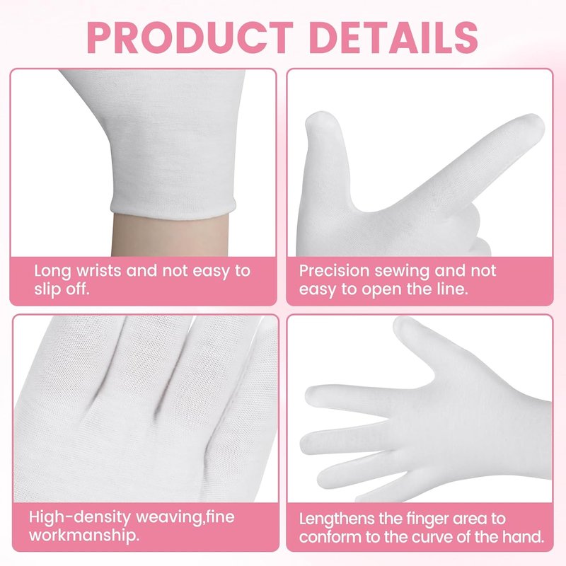 Cotton Gloves for Dry Hands - 20 Pcs Soft Moisturizing Spa Gloves for Eczema & Skin Care | Stretchable for Men & Women