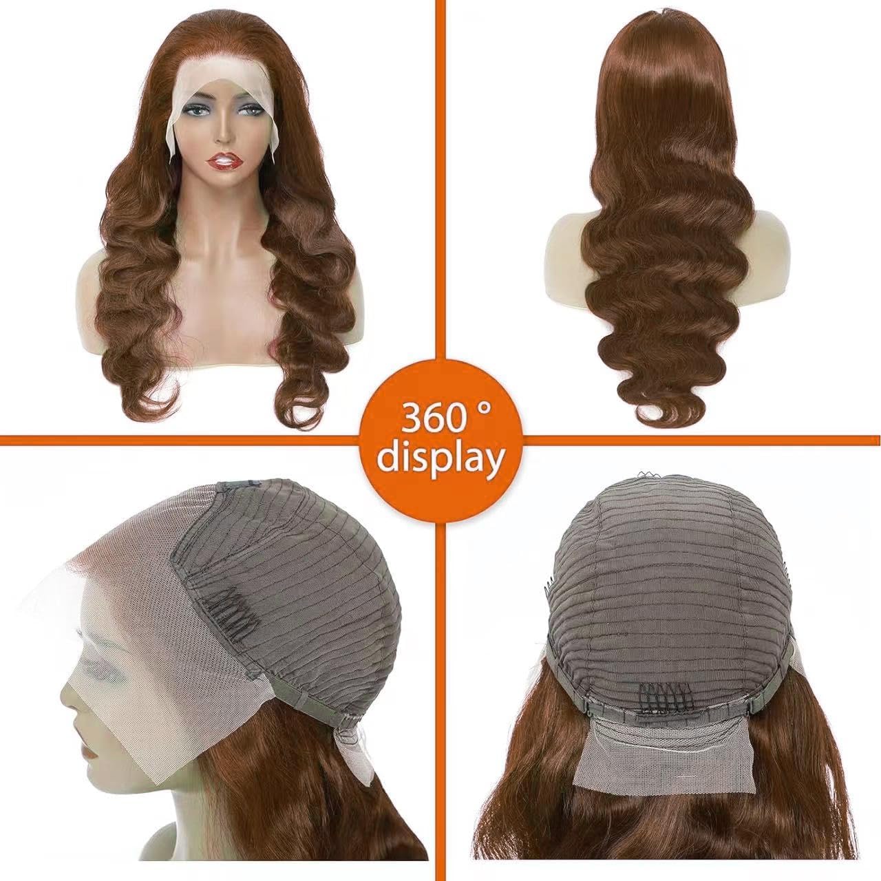 METDIO 13x6 Body Wave Lace Front Wigs Human Hair Chocolate Brown Wig Human Hair Pre Plucked With Baby Hair 180 Density 4# Colored Brown HD Lace Frontal Wigs for Women 26Inch