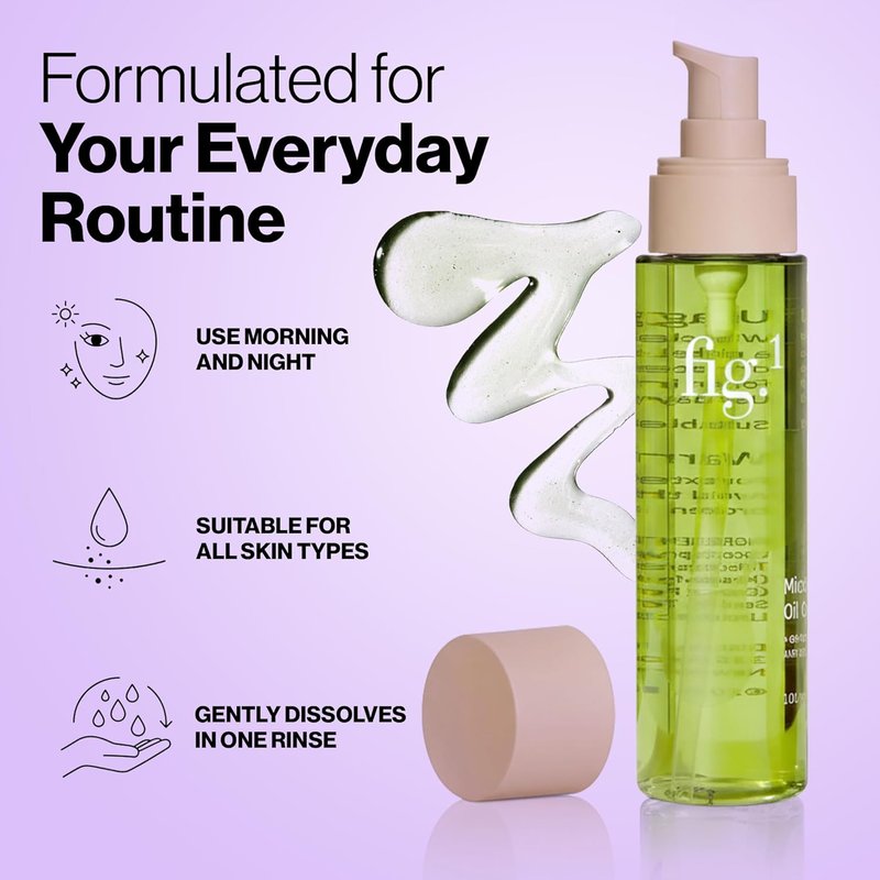 Micellar Oil Cleanser - Squalane & Grapeseed Oil Makeup Remover | 3.4 Oz Refillable Acne-Prone Facial Skincare