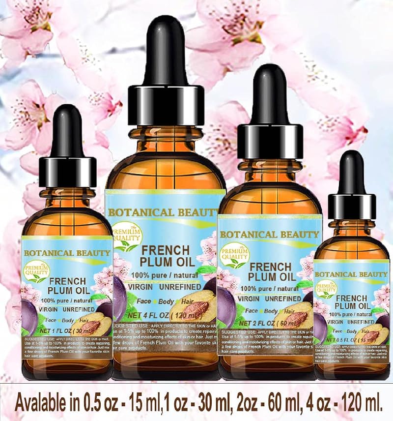 Botanical Beauty Plum Oil 100% Pure Cold Pressed Carrier Oil - 1 Fl Oz
