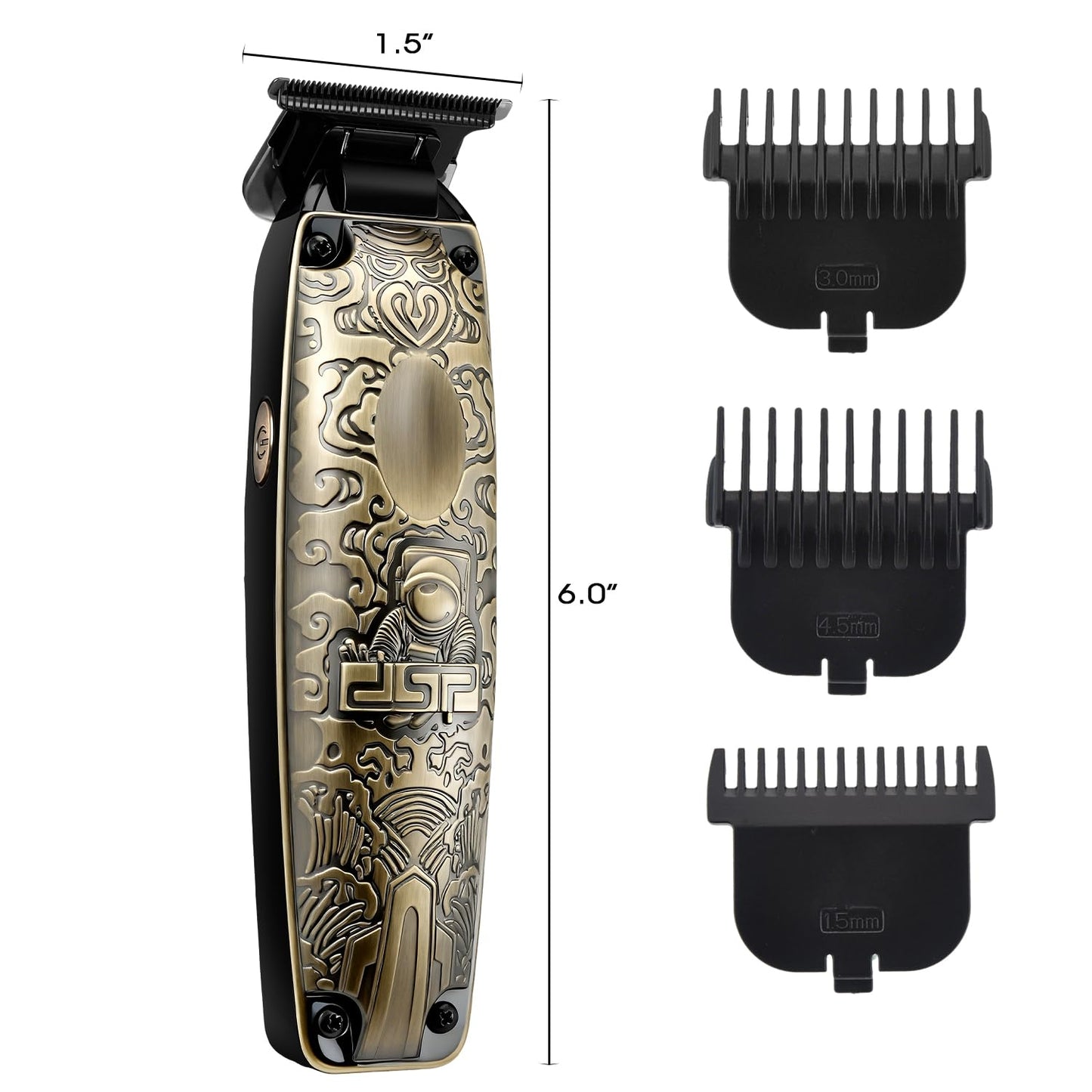 DSP Electric Beard Trimmer for Man, Cordless Rechargeable Hair Trimmer, Mustache Edgers, T Blade Trimmer for Men, Low Noise, Travel Lock, Gifts for Men