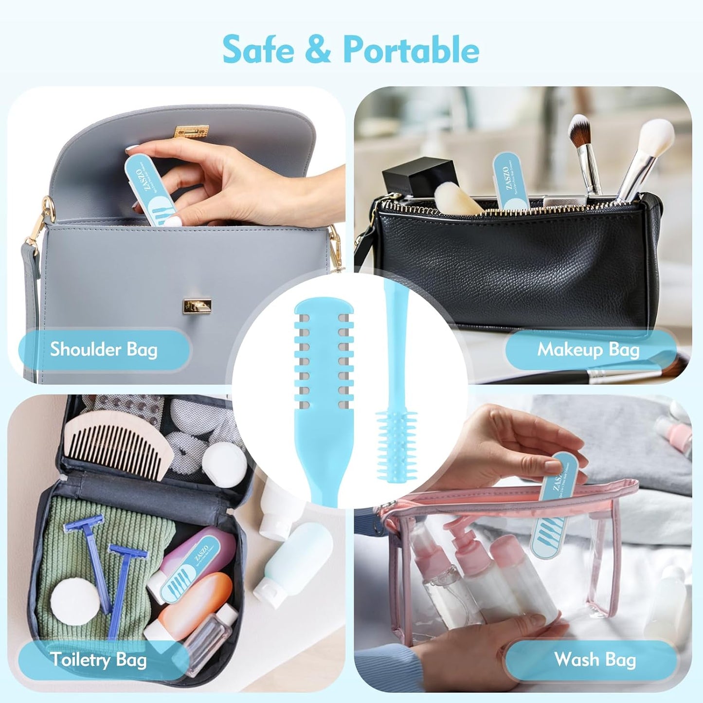 Nasal Hair Cutter - 2-in-1 Double-Sided Nose Hair Trimmer with 360° Rotation & Cleaning Brush | Portable for Men & Women - Blue