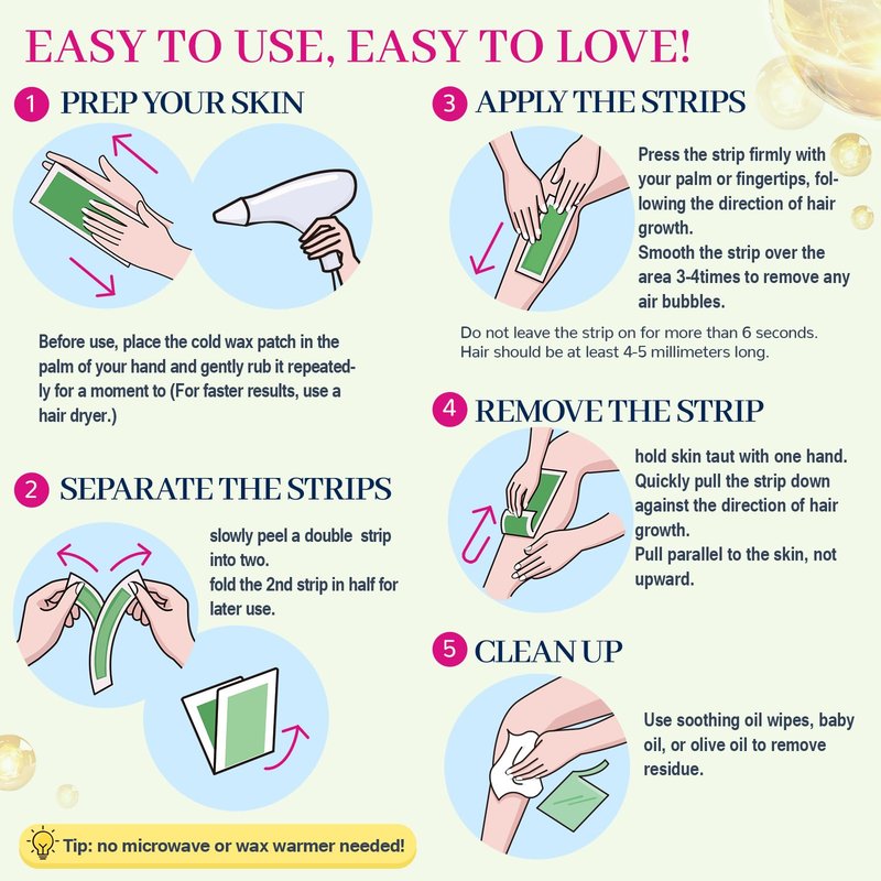 84PCS Wax Strips for Face Hair Removal,Body Waxing Kit for Women,Suitable for Face,Body,Legs, and Bikini Zone.Lncludes 40 Body+40 Facial Waxing Strips&4Calming Oil Wipes