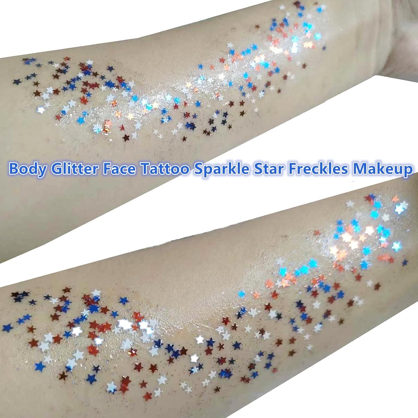 Red White and Blue Glitter Stick - Waterproof Star Face & Body Glitter for 4th of July | Patriotic USA Flag Glitter, 0.56oz