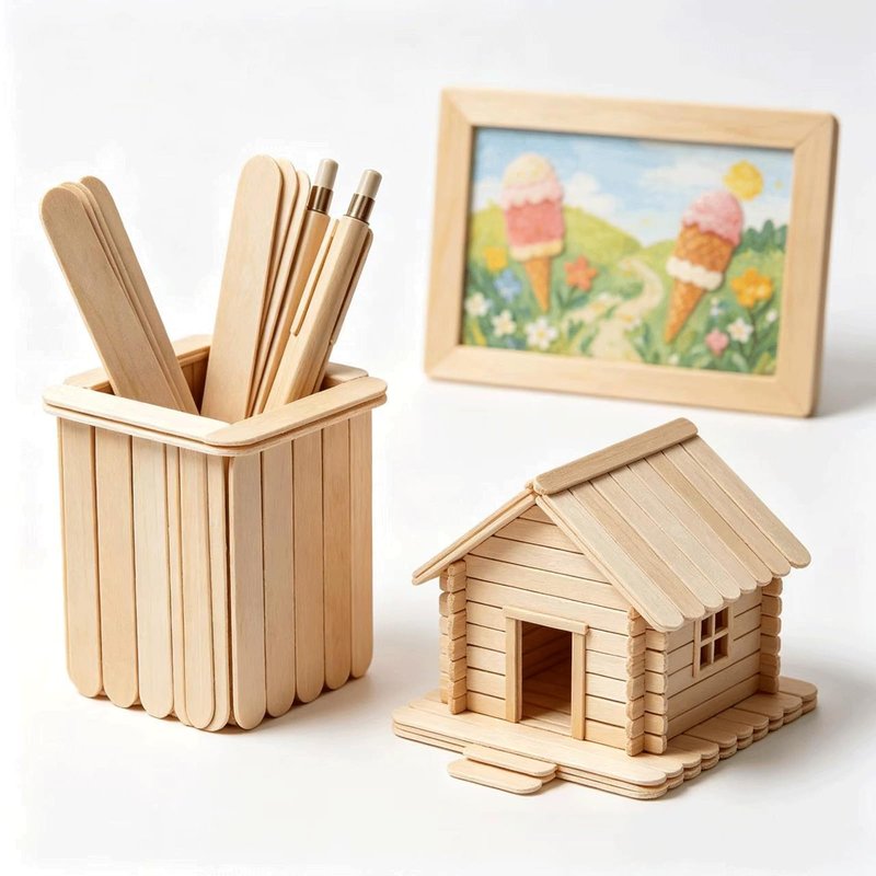 1200 Pcs Craft Sticks Ice Cream Sticks, Borogo 6" x 3/4" Sticks Natural Wood Popsicle Craft Sticks Treat Sticks Ice Pop Sticks for DIY Crafts