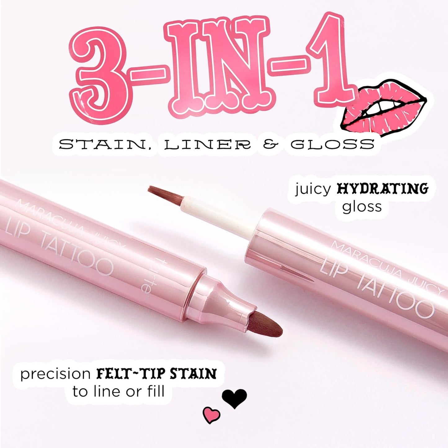Tarte Maracuja Juicy Lip Tattoo - Transfer Proof Lip Stain & Nourishing Gloss Combo | Vegan, Hyaluronic Acid, 2-in-1 Makeup