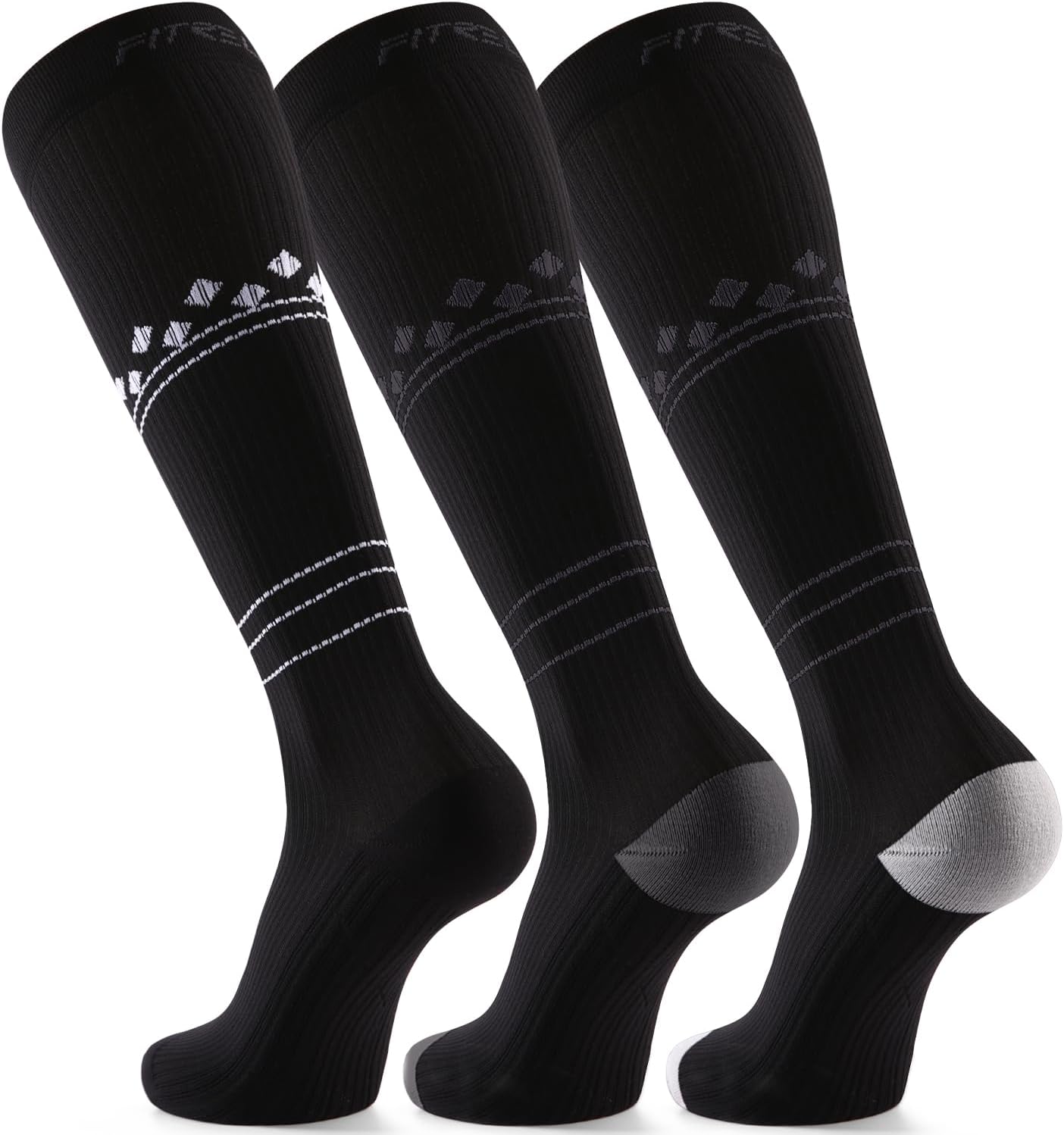 FITRELL Compression Socks for Men & Women - 20-30mmHg Circulation Support | 3 Pairs