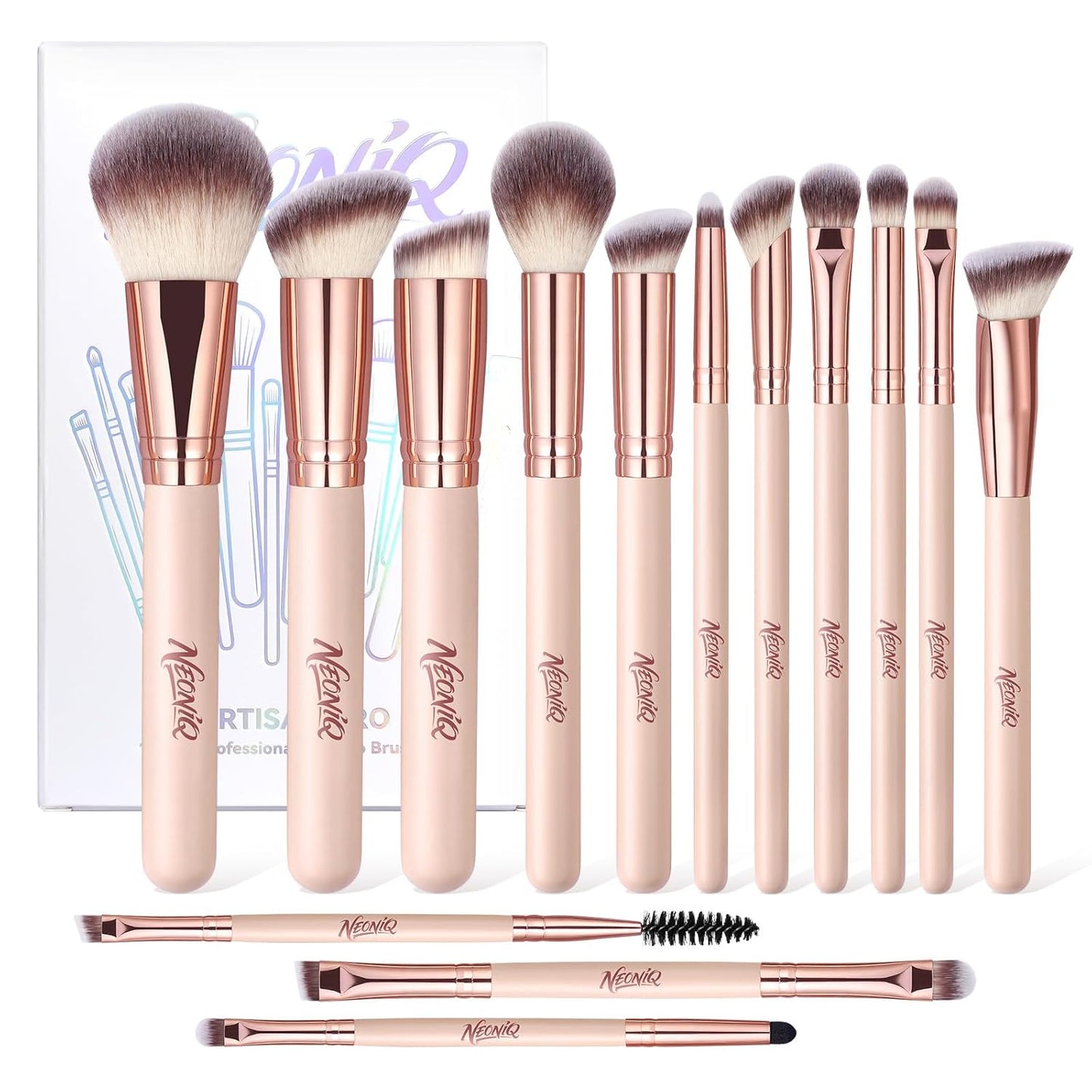 14 PCS Makeup Brush Set - Professional Foundation, Concealer & Eyeshadow Brushes | Versatile Black Makeup Tools
