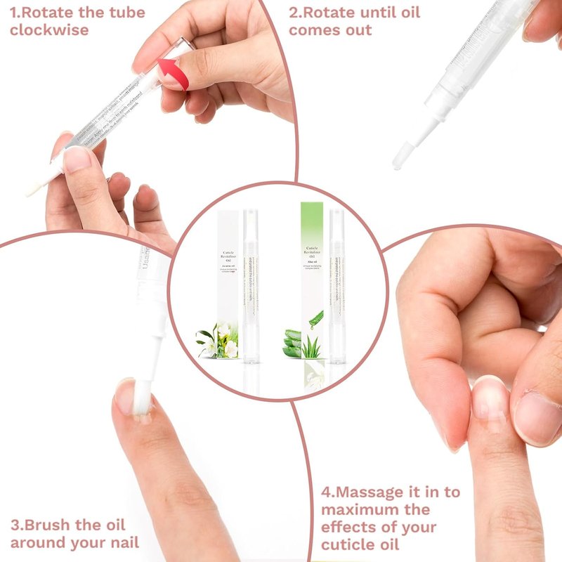 Cuticle Oil Pens - 2PCS Nail Care Revitalizer with Soft Brush | Aloe & Jasmine Flavor