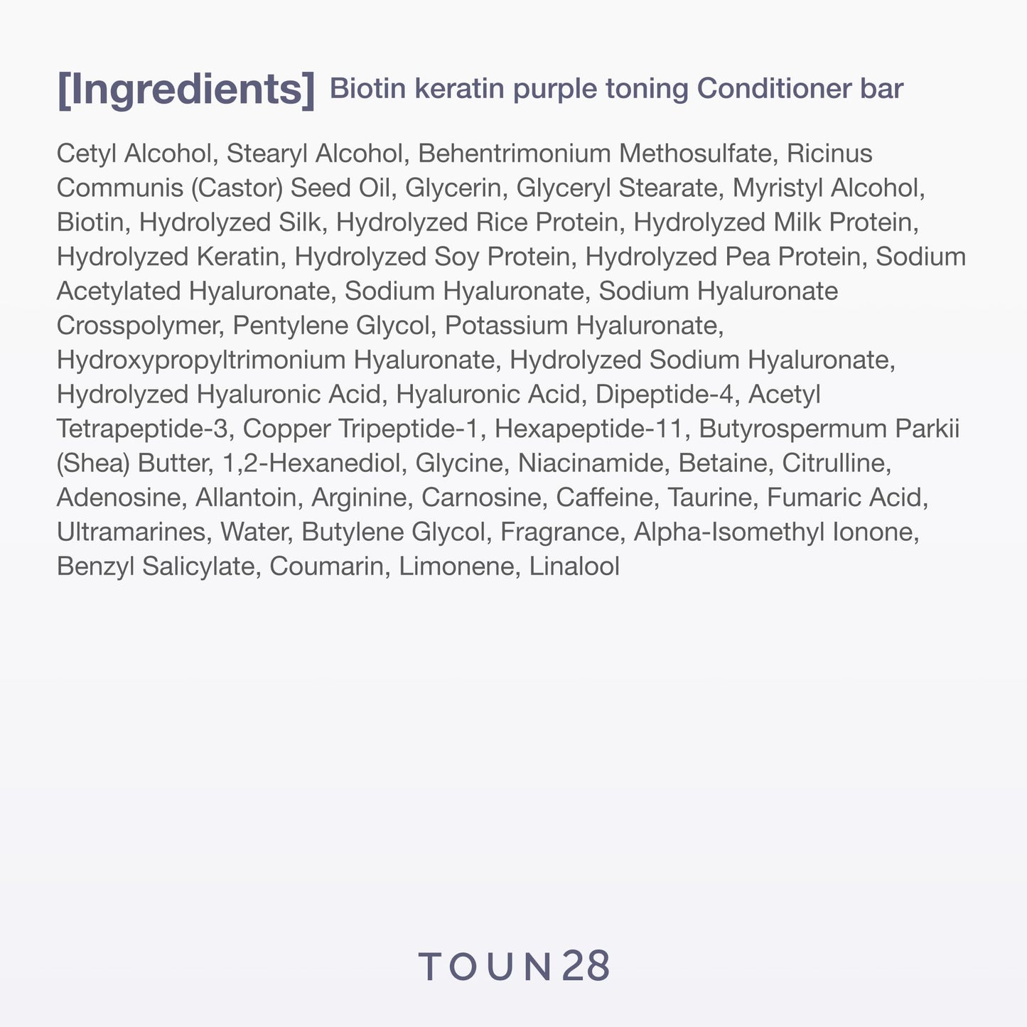 TOUN28 Biotin Keratin Purple Toning Treatment Bar, Glass Hair Bar for Blonde & Gray Hair, Brass Neutralizing Solid Conditioner, 70g / 2.47 oz