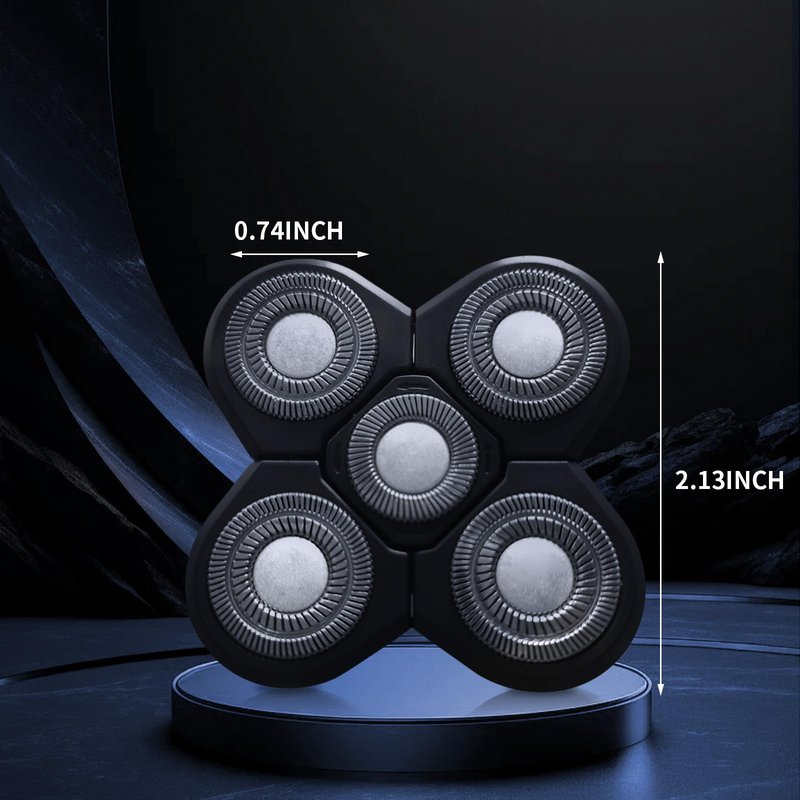 Carreuty 3Pcs 5 Head Shaver Replacement Blades for Freebird Head Shaver, Universal 5 Blades Shaver Replacement Heads for Electric Razor Shaver Head, Bald Men Freedom Grooming Head and Face, Black