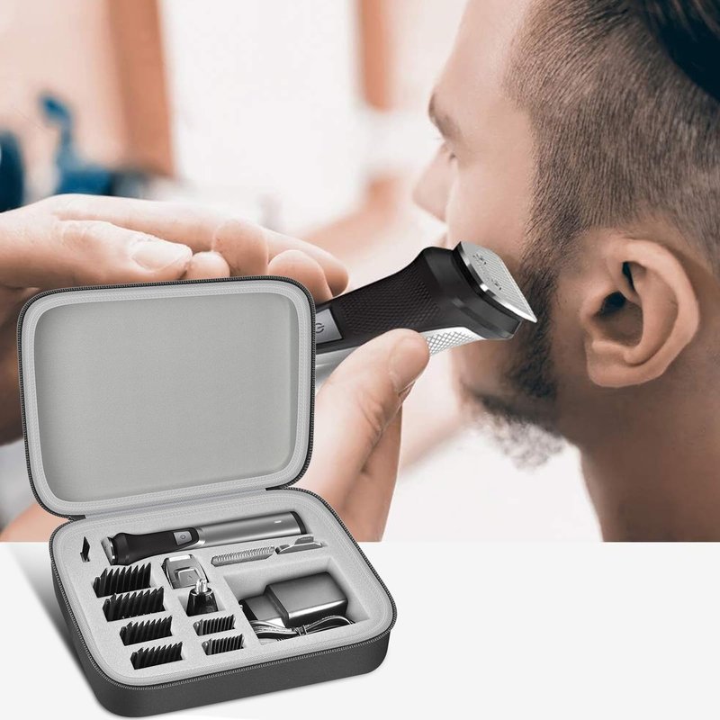 GWCASE Travel Case Compatible with Philips for Norelco Multigroom Series 7000 5000 Men's Grooming Kit with Trimmer MG7750/49 MG7910/49 MG9510/60. Storage Holder for Attachment Trimmers (Grey Inner, S)