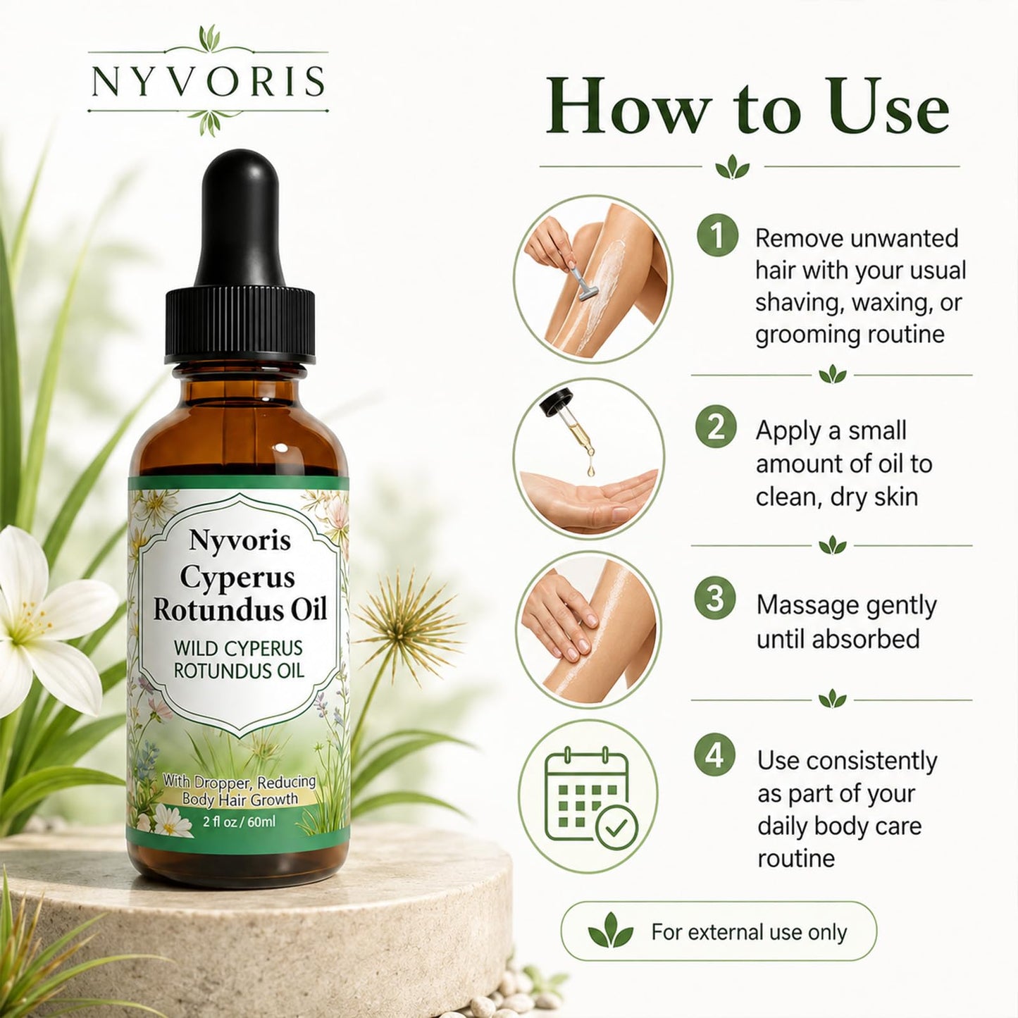Ceduce NYVORIS Cyperus Rotundus Oil for Hair Removal