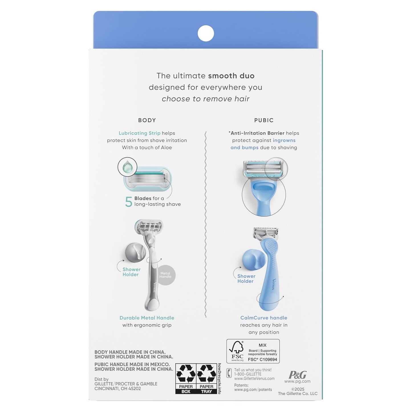 Gillette Venus Women's Razor Set - Intimate Grooming for Pubic & Body Hair | 1 Pubic & 1 Body Razor