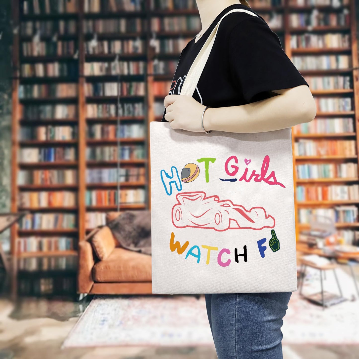 TSOTMO Racing Tote Bag Motorsport Gift Racer Racing Aesthetic Shoulder Bag for Car Lovers Carry Racing Gift (Car Tote)