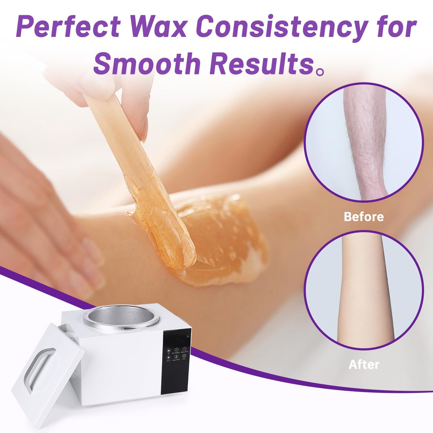 1.5L Large Capacity Digital Wax Warmer - Smart Touch Screen Wax Melting Pot with Precise Temp Control (86-275°F), Fast 5-Min Heat, for Professional Hair Removal & SPA, with Silicon Spatula & 50 Sticks