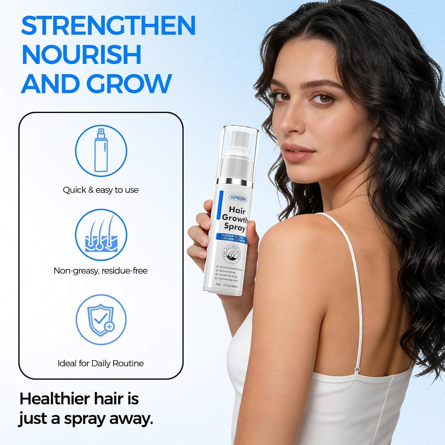 Hair Growth Spray - Thicker Longer Hair with Batana Oil & Thuja Extract | Non-Greasy Scalp Serum, 2 fl oz