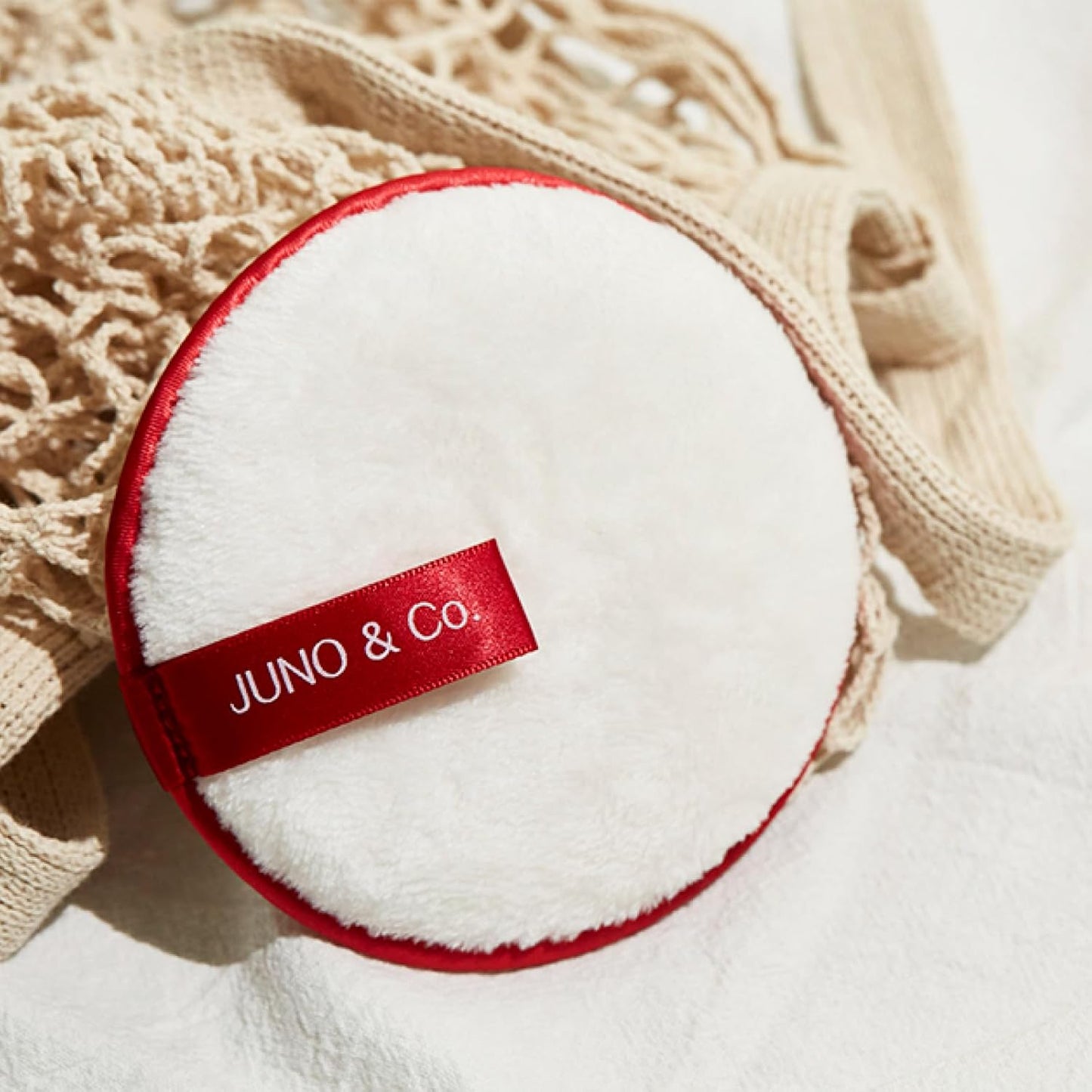 JUNO & Co. Reusable Makeup Remover Pad | Washable Face Cleansing Pad in Red