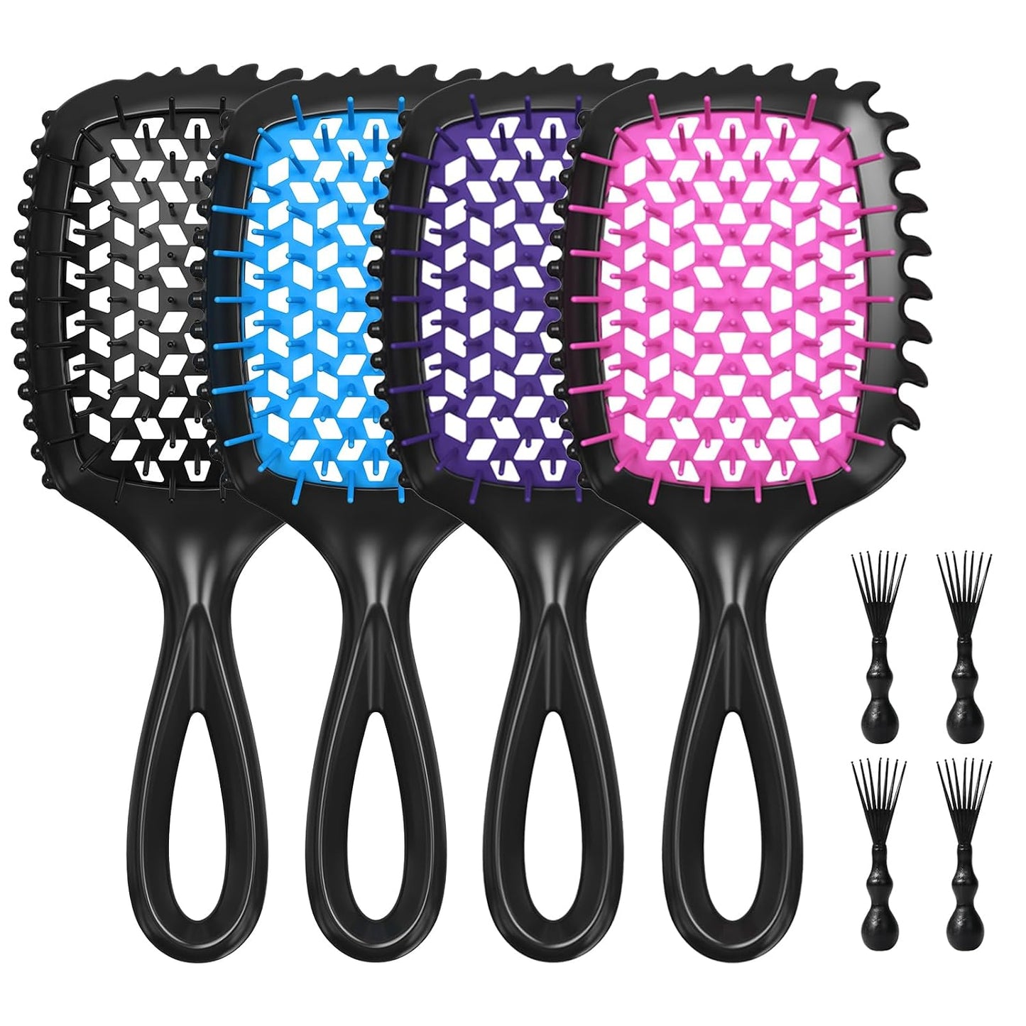 Detangler Brush Set - Pain-Free Vented Hair Brush for Wet/Dry Use - Reduces Knots & Breakage | Black & Blue