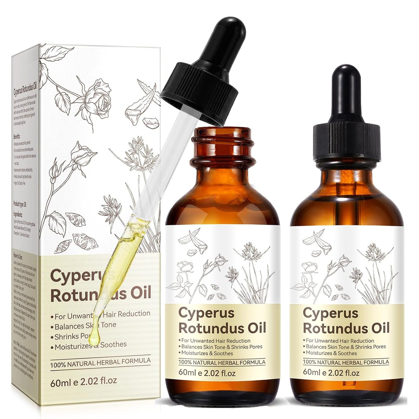 Natural Cyperus Rotundus Oil for Hair Removal | Moisturizes & Soothes Skin | 2.02 Fl Oz