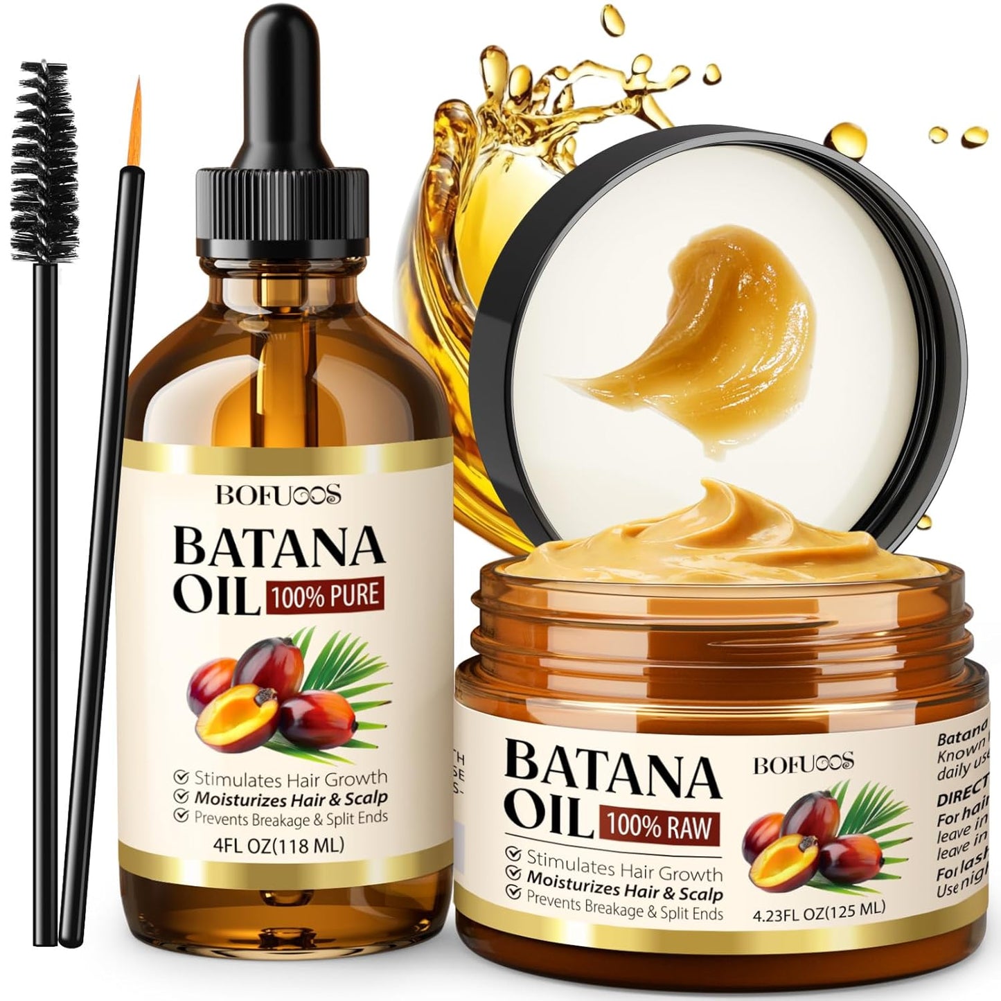 Rosemary & Castor Hair Growth Oil Set - Strengthens & Moisturizes Hair | Scalp Massager Included - 4.0 oz