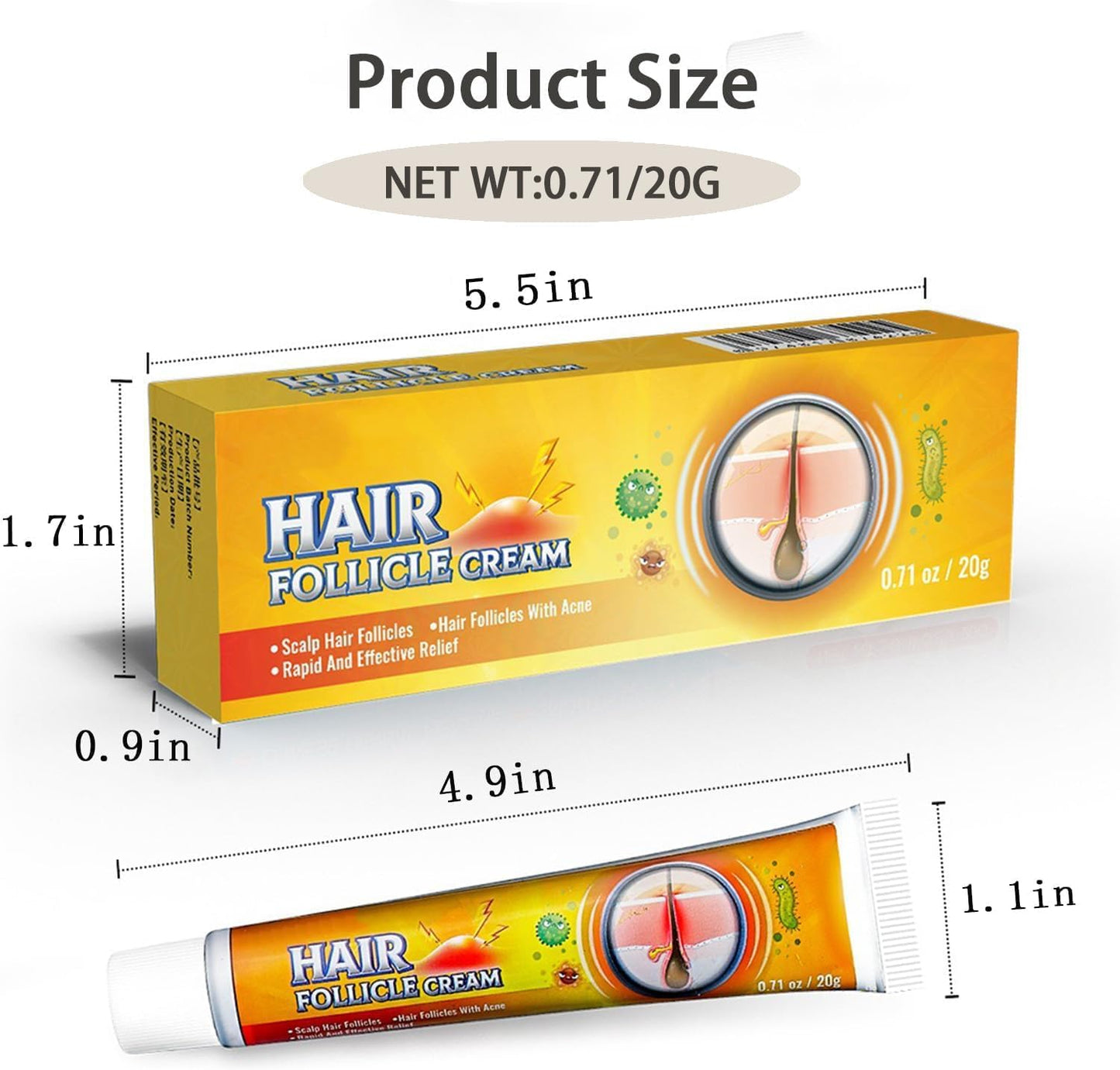 Folliculitis Treatment Cream - Effective Relief for Scalp, Face & Body | 1.42 Oz