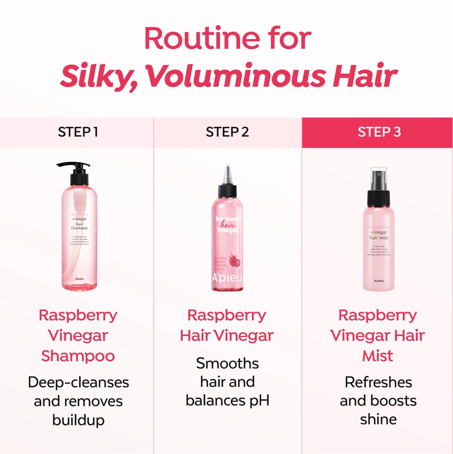 A’PIEU Raspberry Hair Vinegar Rinse - Scalp Clean & Detox for Oily and Itchy Scalp, Buildup & Dandruff Scalp Treatment, pH-Balancing for Fresh and Shiny Hair. Korean Haircare. 6.76 fl oz