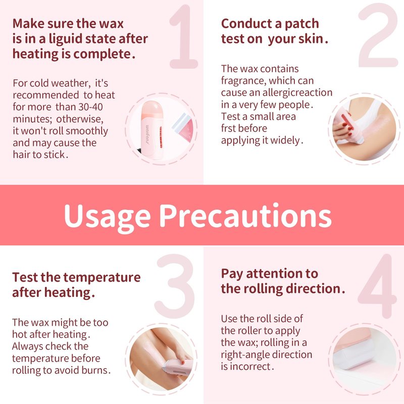 Waxfans Roll On Wax Kit, Wax Roller Kit, Waxing Kit for Women & Men,Cera Para Depilar for Home Hair Removal on Body and Legs, with 2 Wax Refills (Honey & Rose) & 50 Pcs Wax Strips, Easy & Smooth, Pink